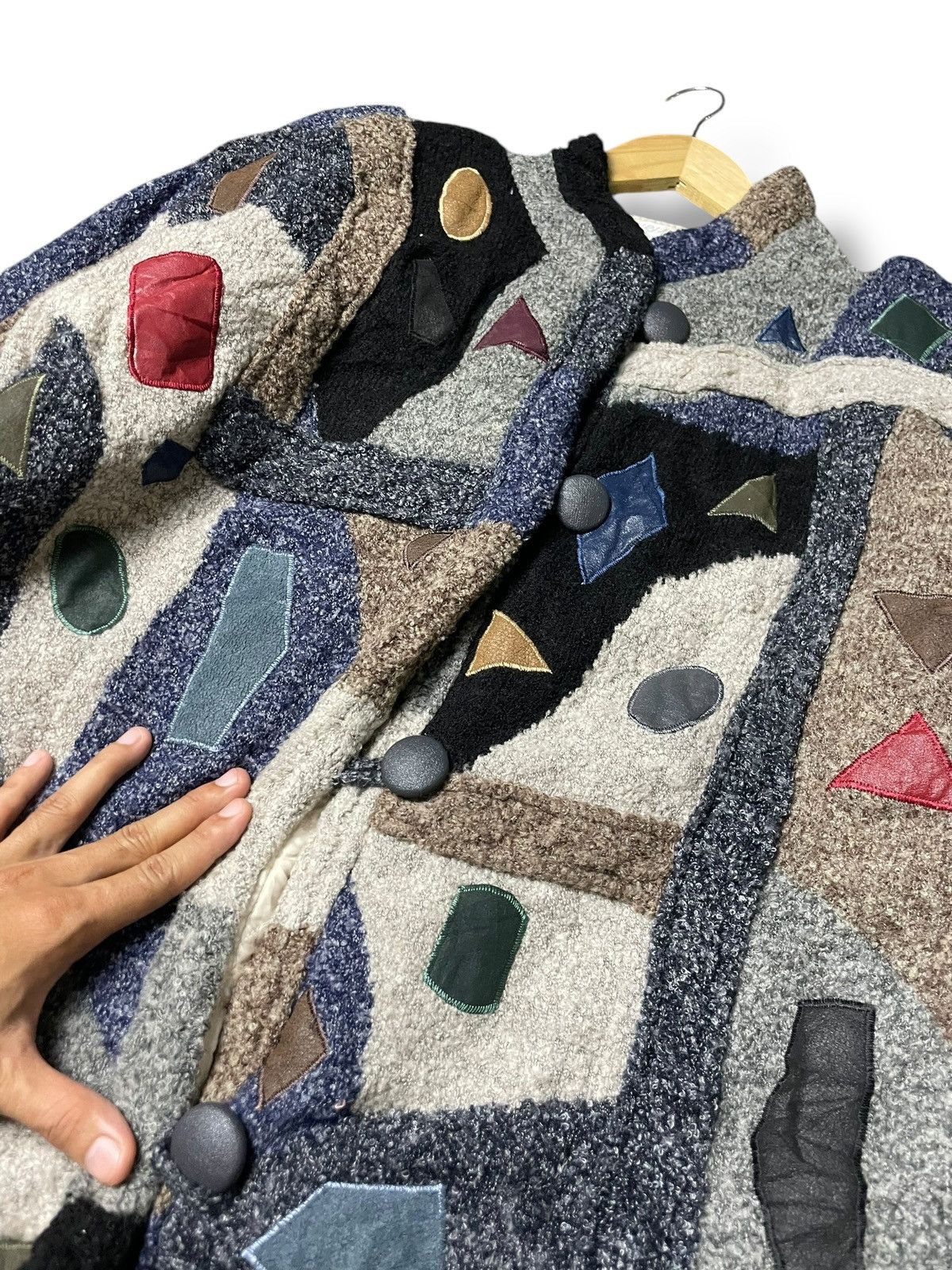 Japanese Brand × Vintage KARINCA Brand Knit-wool Abstract Jacket (73) Size US M / EU 48-50 / 2 - 6 Thumbnail