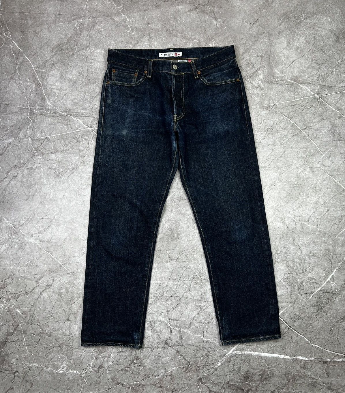 Blue Blue Japan × Japanese Brand × Uniqlo Uniqlo All Made in Japan Selvedge Navy Denim Pants Size US 32 / EU 48 - 3 Thumbnail