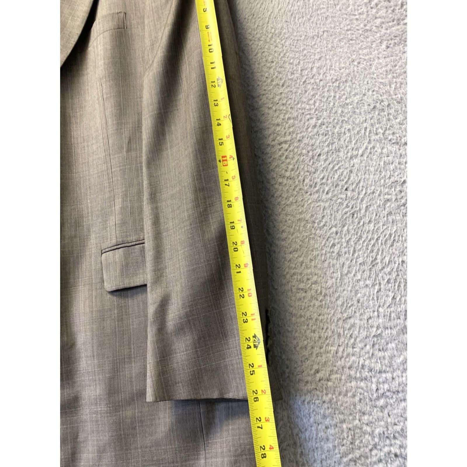 Hart Schaffner Marx VINTAGE Hart Schaffner Marx Blazer 44R Wool Gray Plaid Classic Designer Mens Size 44R - 7 Thumbnail