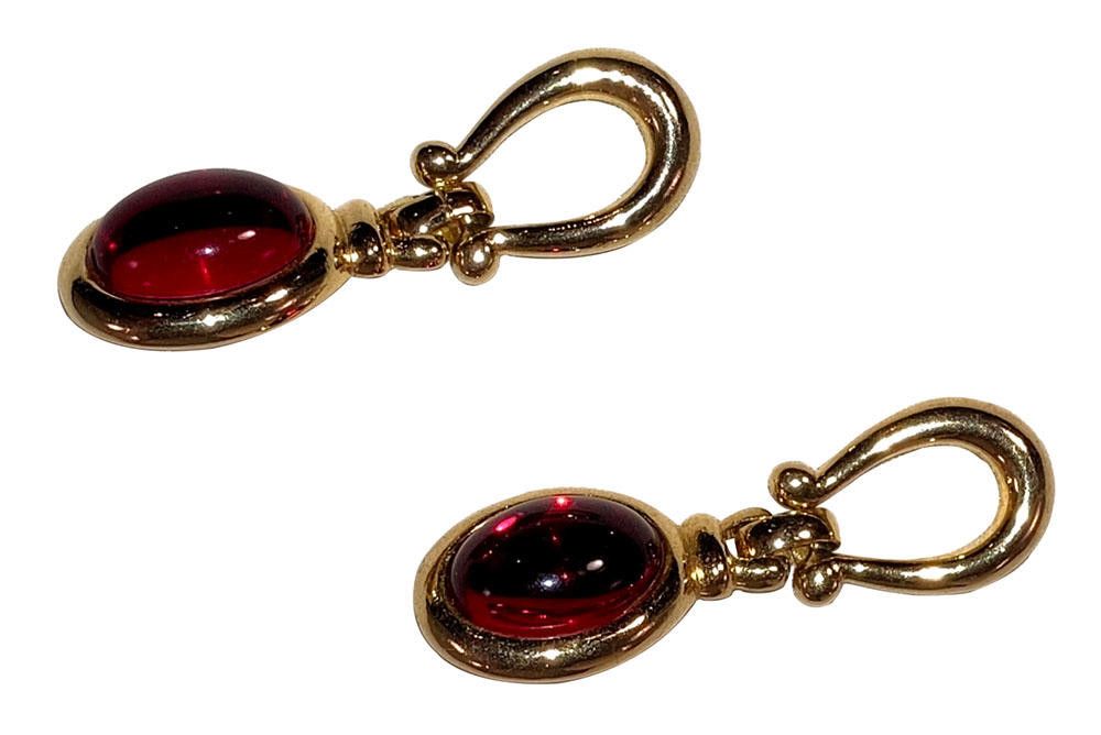 Polo Ralph Lauren Paolo Gucci Goldtone Red Lucite Cabochon Earrings Size ONE SIZE - 3 Thumbnail