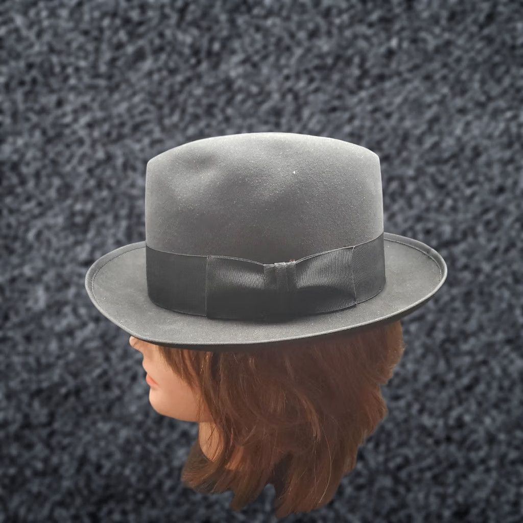 Stetson VINTAGE Royal Stetson Fedora Style Hat Sz 6 7/8 Aged Black 1950s Original Box Size ONE SIZE - 1 Thumbnail
