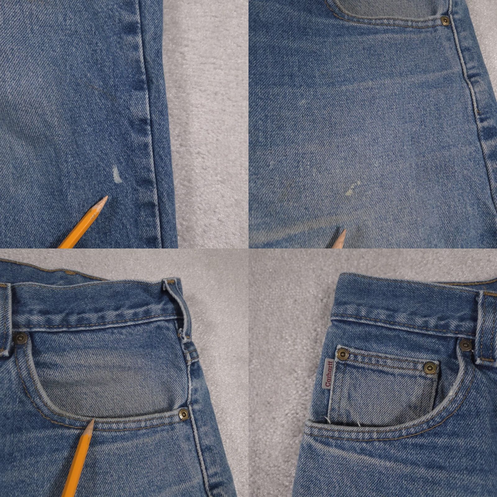 Carhartt VINTAGE Carhartt Jeans Mens 44x30 Blue Relaxed Fit B17 DST Denim Distressed Paint Stain Regular Men? Size US 44 / EU 60 - 8 Thumbnail