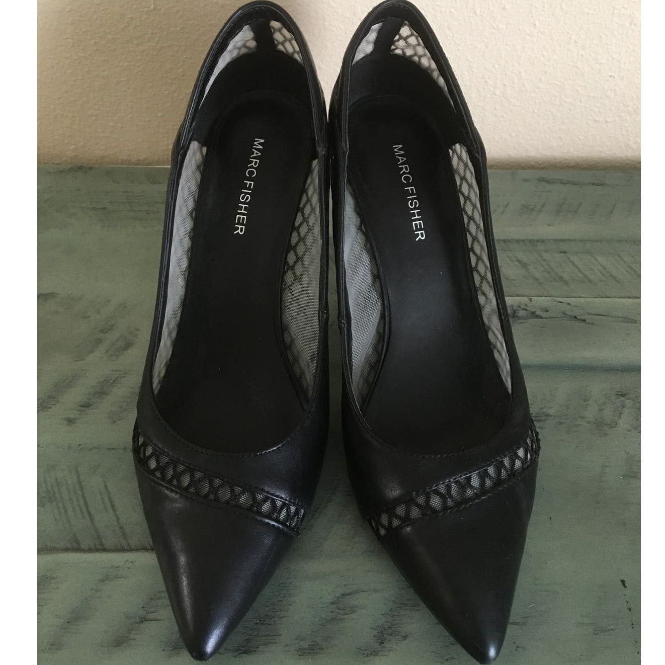 Marc Fisher Marc Fisher Dalta 10M Black Fishnet Inspired Stiletto Heels Size US 10 / IT 40 - 8 Thumbnail
