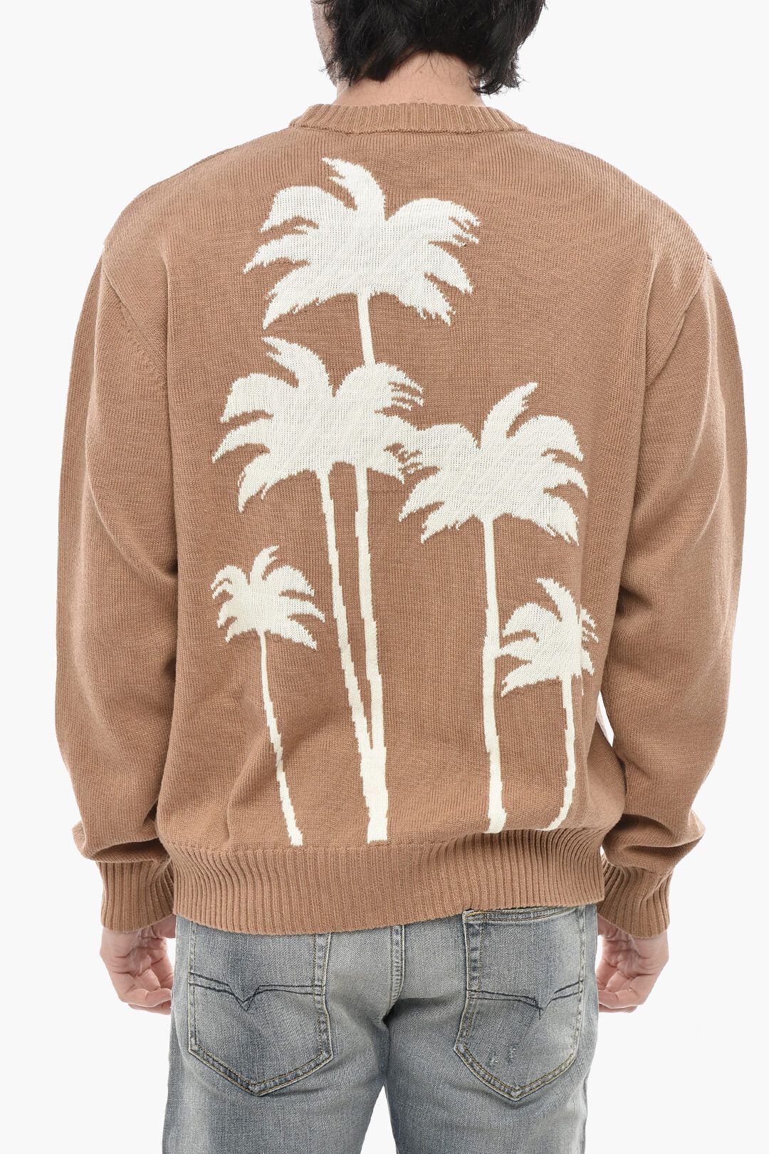Palm Angels og1mm0326 Cotton-Blend Crewneck Sweater in Brown Size US XL / EU 56 / 4 - 2 Thumbnail