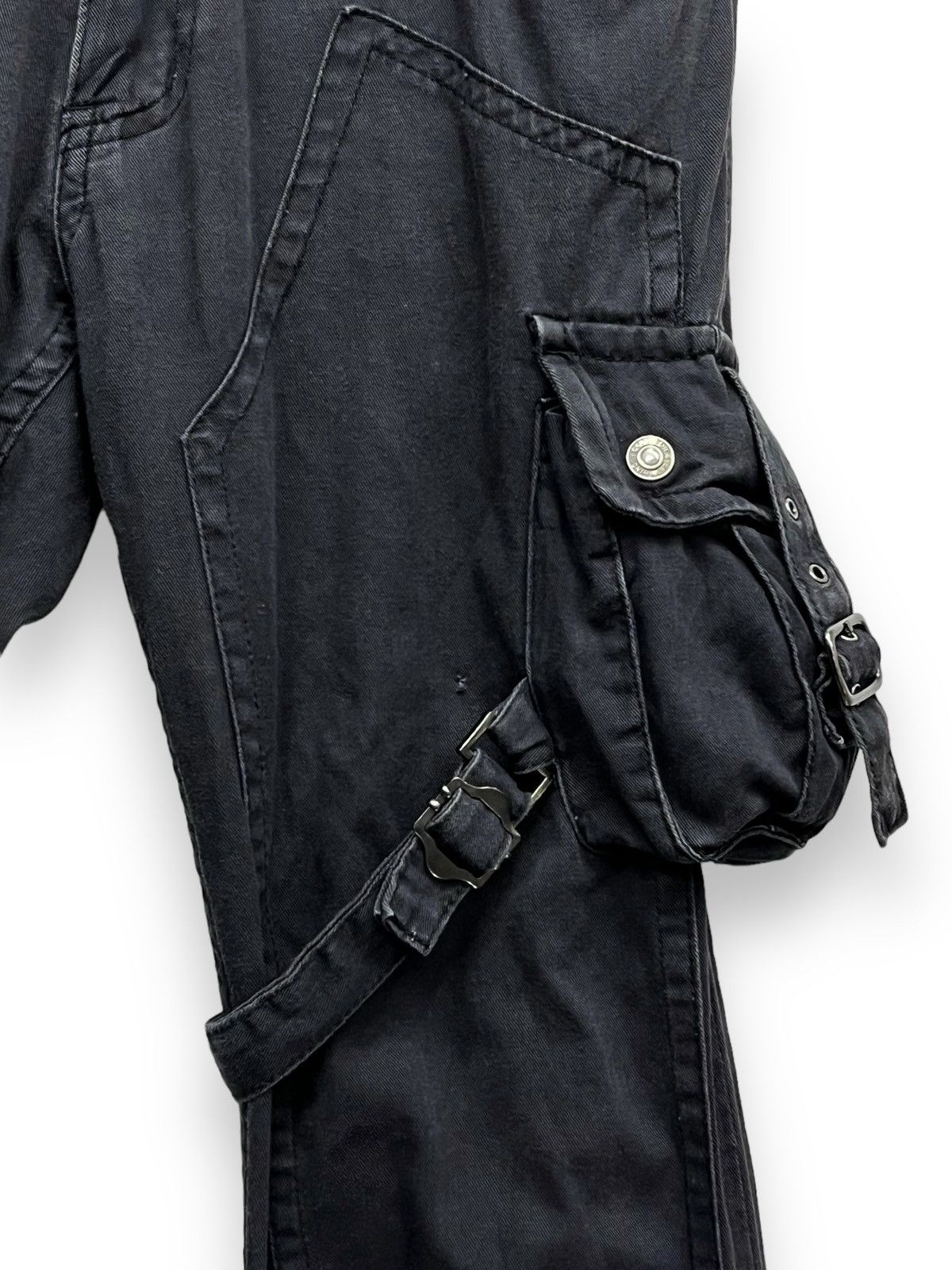 Seditionaries 🔥BIKE STAR Punk Bondage Cargo Double Knee Faded Black Flare Size US 32 / EU 48 - 10 Thumbnail