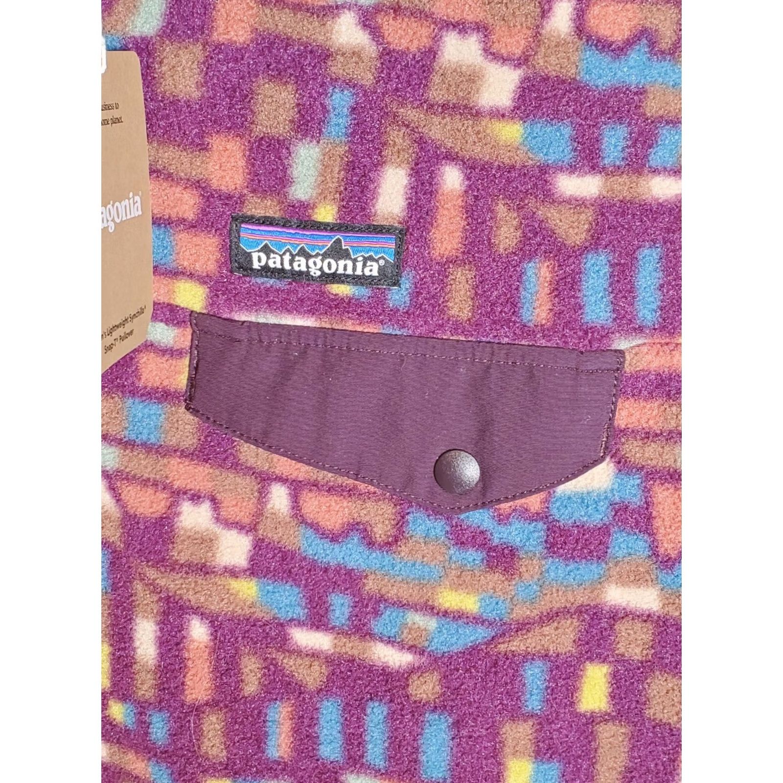 Patagonia Patagonia Pullover Fleece Geometric Night Plum Womens S 1/4 Snap-T Patchwork Synchilla Fitz Roy Logo 90s Outdoor Size S / US 4 / IT 40 - 3 Thumbnail
