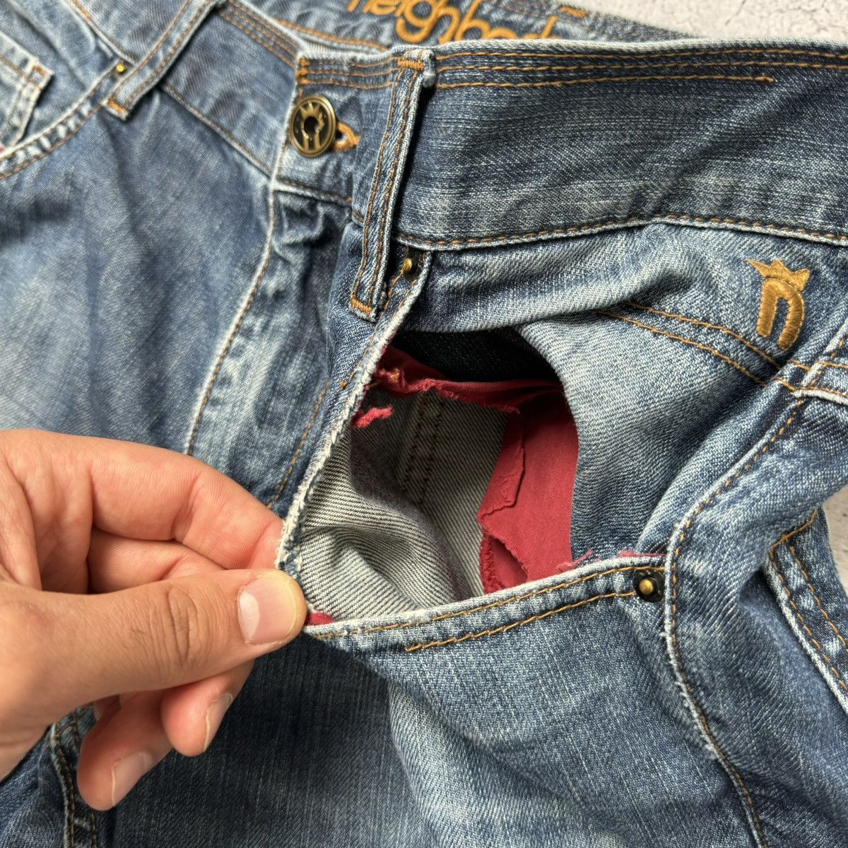 Japanese Brand × Neighborhood × Vintage Neighborhood Faded Japanese Denim Distressed Jeans Size US 34 / EU 50 - 9 Thumbnail