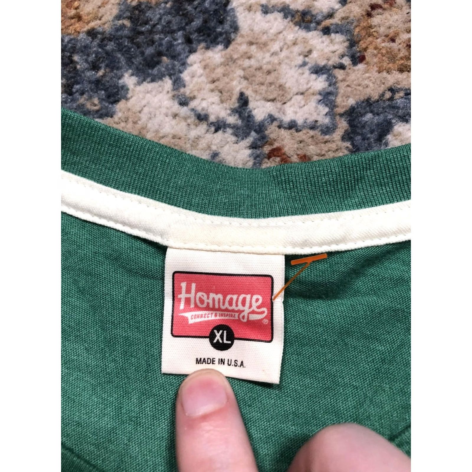 Vintage VINTAGE? No. Homage Shirt Mens XL Green Graphic Tee USA Ohio - Graphic Print Tee - White/Yellow OHIO - Crew Neck - Short Sleeve - Made in USA Size US XL / EU 56 / 4 - 7 Thumbnail