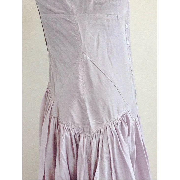Armani Exchange Armani Exchange Archival Lavender Silk Cotton Midi Dress 4 W Size S / US 4 / IT 40 - 9 Thumbnail