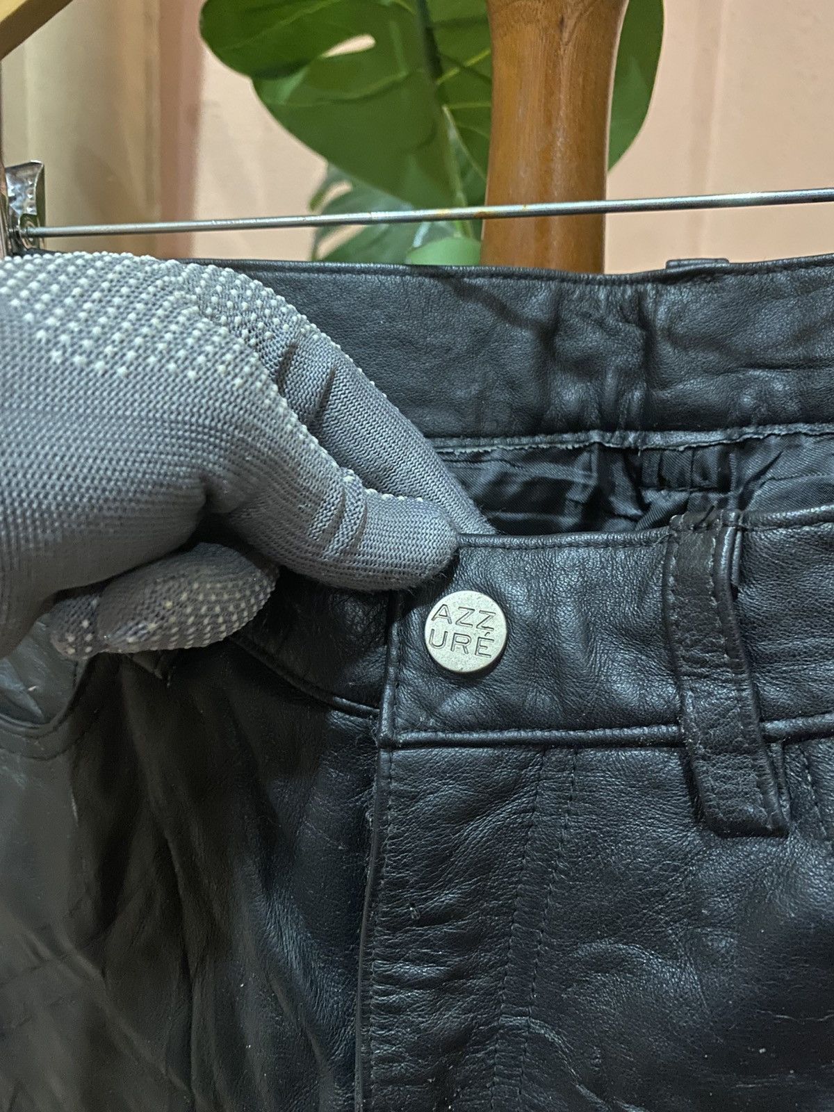 Genuine Leather Azzure Black Leather Pants - Vintage Straight-Leg Style Size US 31 - 7 Thumbnail