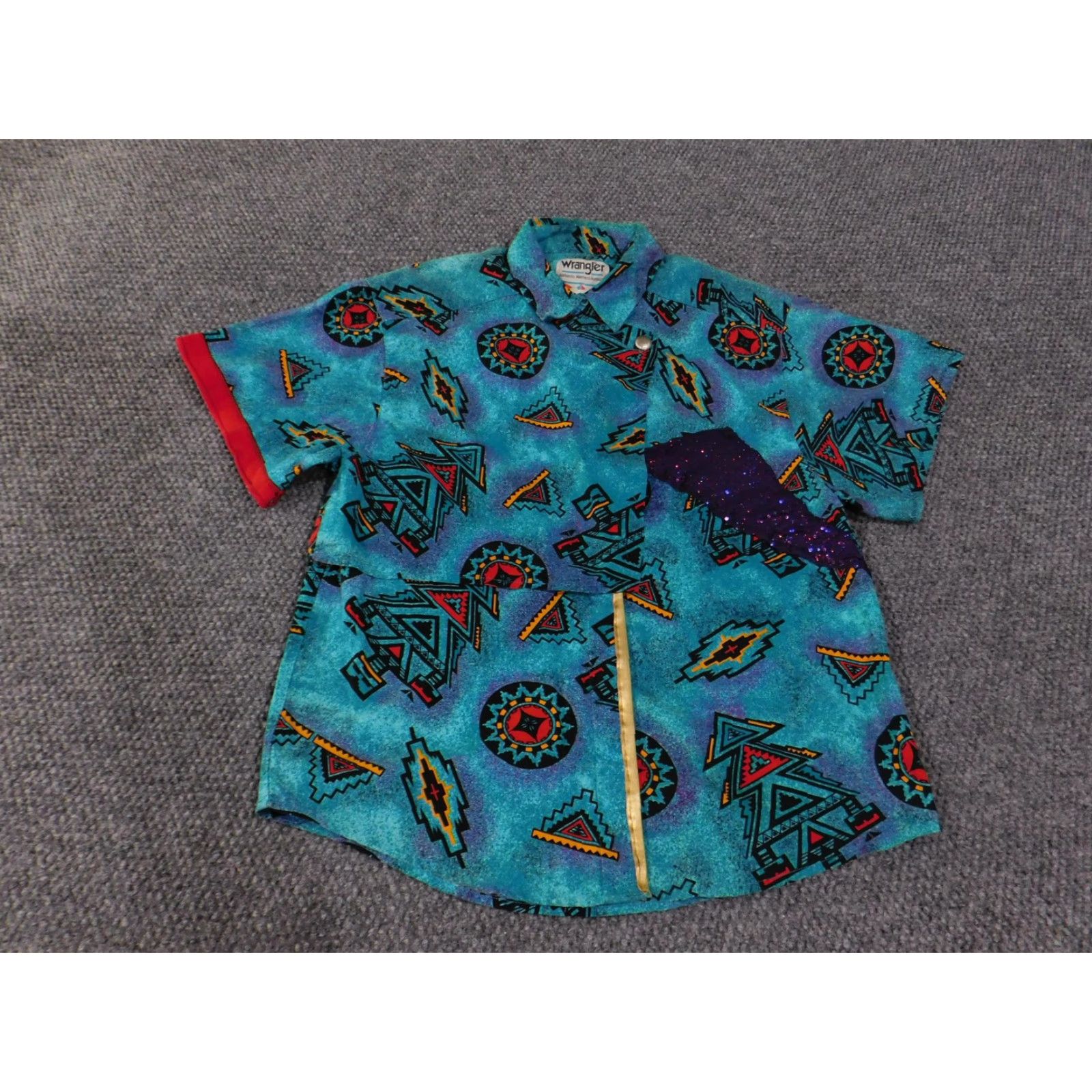 Wrangler VINTAGE Wrangler Shirt Mens XL Blue Aztec Western Cowboy Sequin Rodeo 90s Unique Size US XL / EU 56 / 4 - 2 Thumbnail