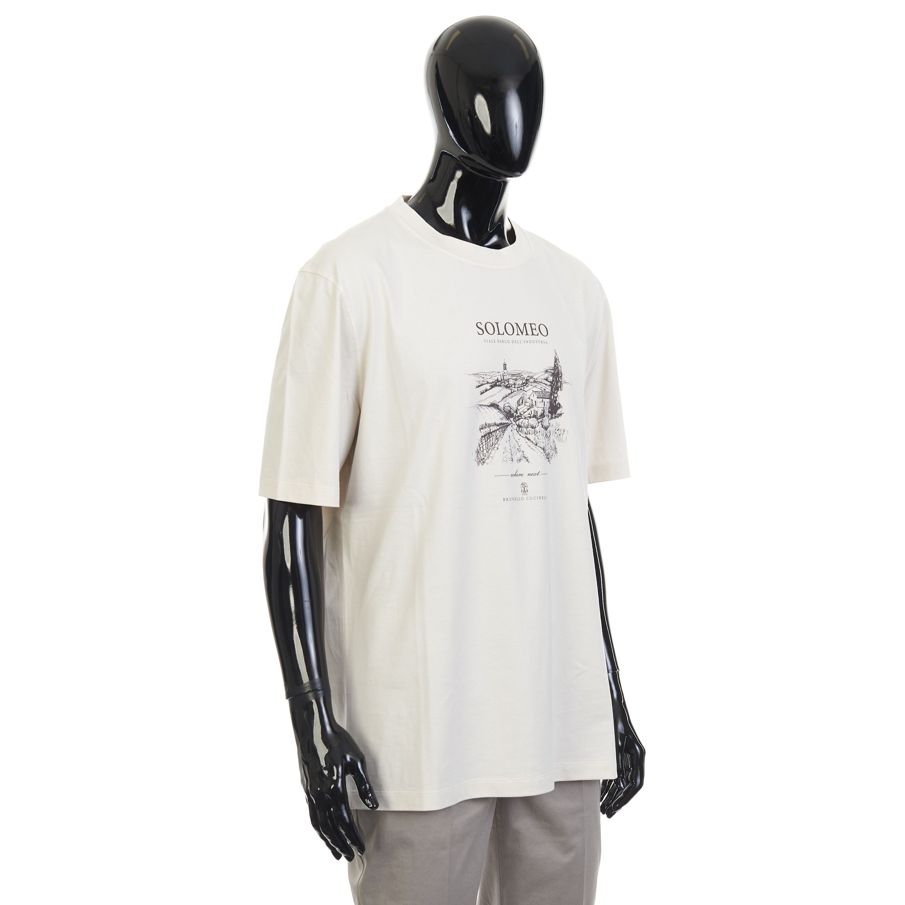 Brunello Cucinelli Beige Cotton Jersey Crew-neck Tshirt With Print Size 3XL Size US XXL / EU 58 / 5 - 8 Thumbnail