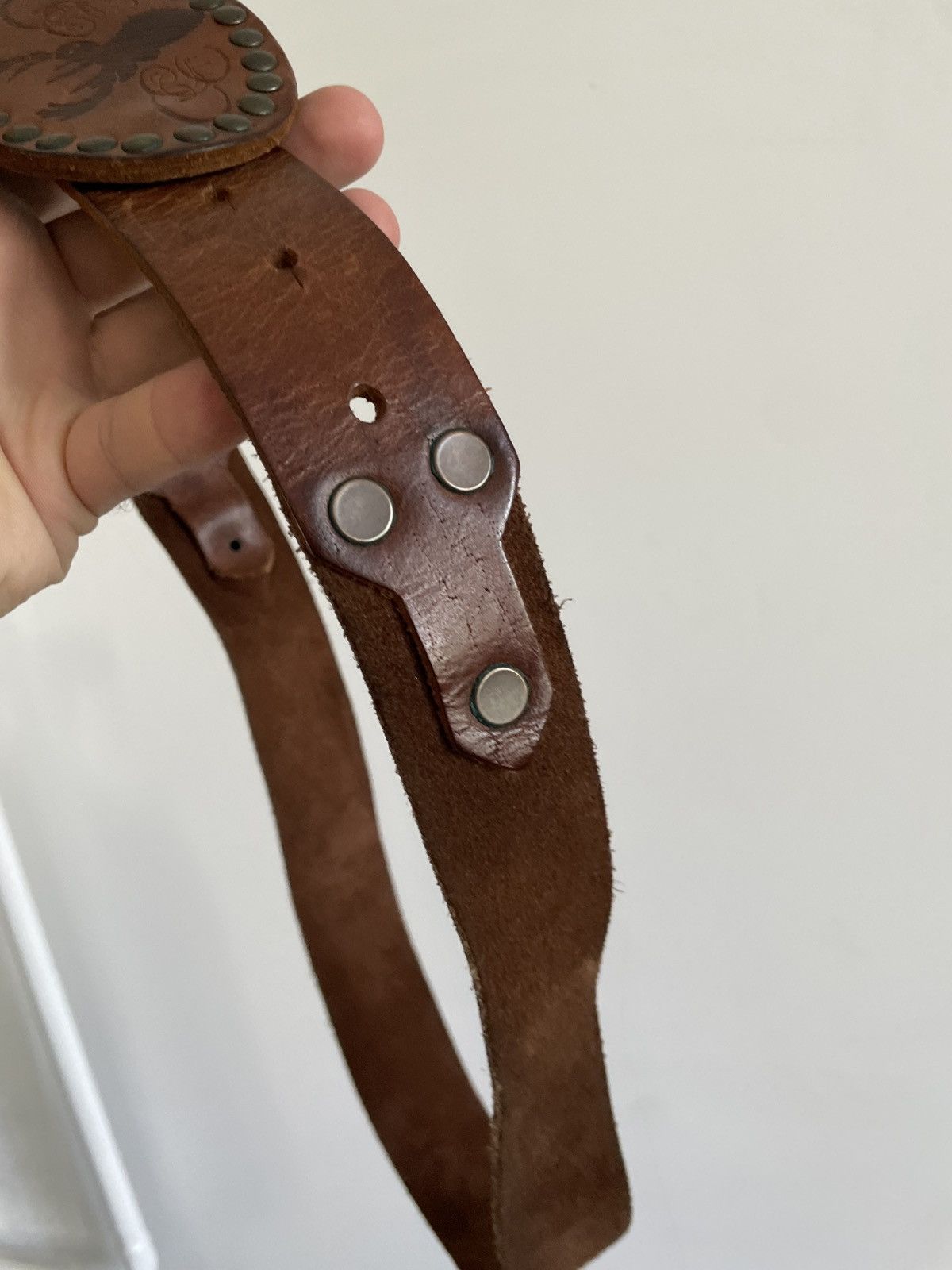 Leather Vintage Leather belt Size 32 - 4 Thumbnail
