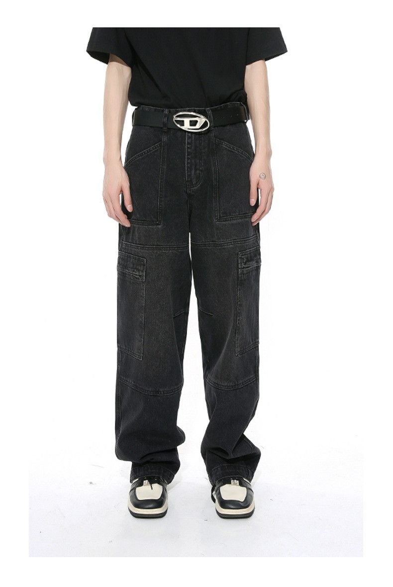 image of Black Baggy Cargo Denim Jeans, Men's (Size 31)