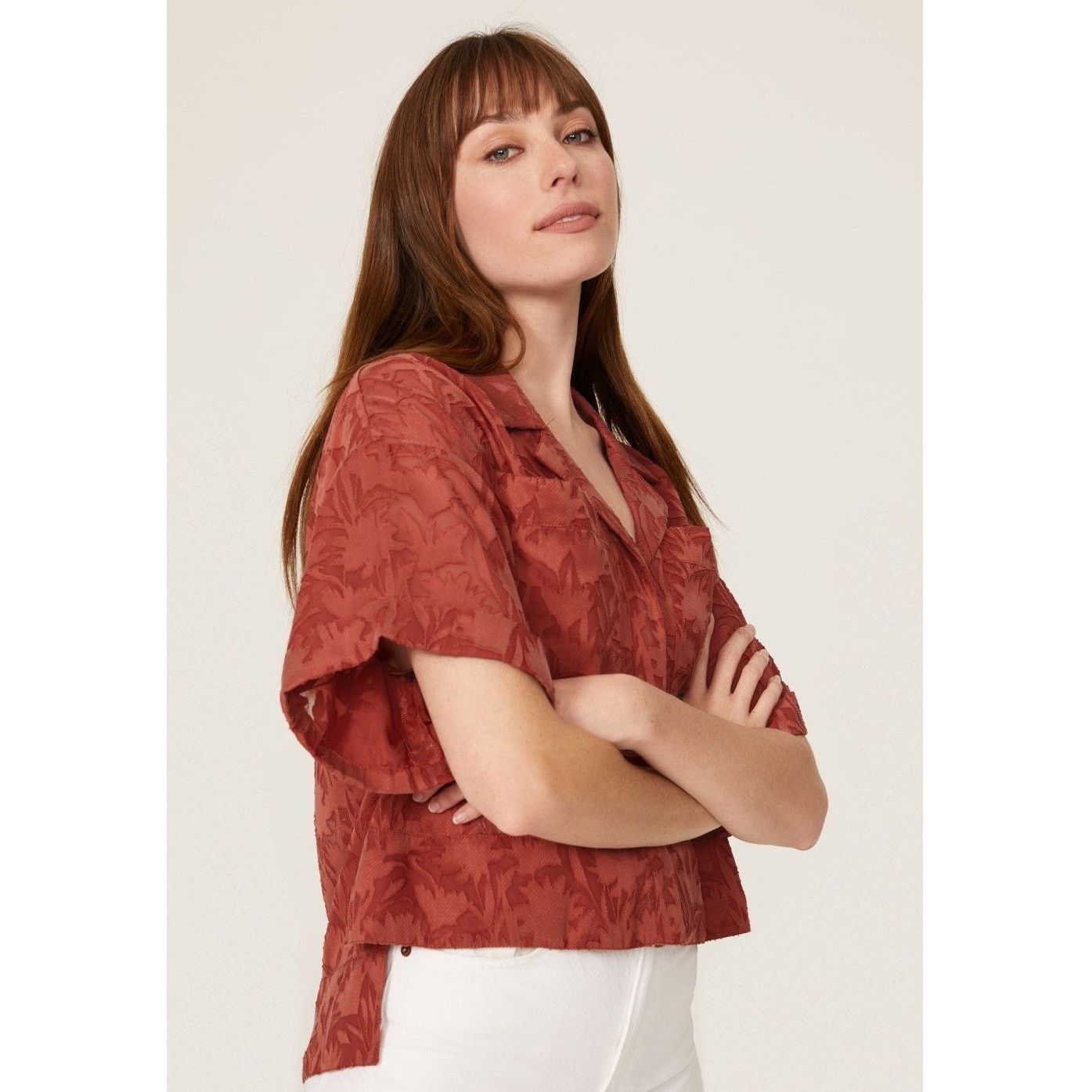 Ted Baker Ted Baker Cilest Boxy Short Sleeve Shirt Rust SZ 0 (U.S. 2) Size XS / US 0-2 / IT 36-38 - 3 Thumbnail