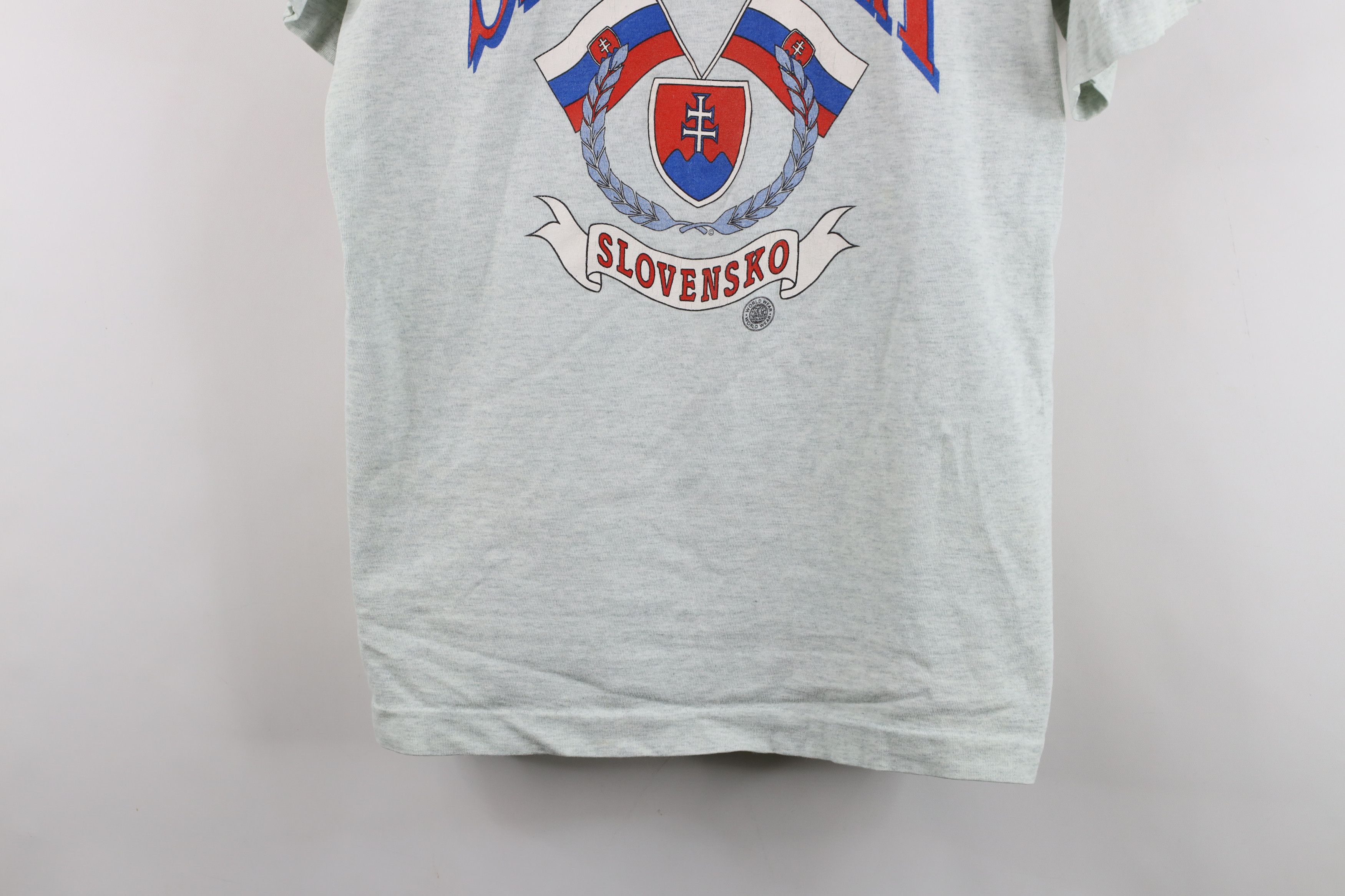 Vintage Vintage 90s Slovakia Slovensko T-Shirt Heather Gray USA Size US L / EU 52-54 / 3 - 3 Thumbnail