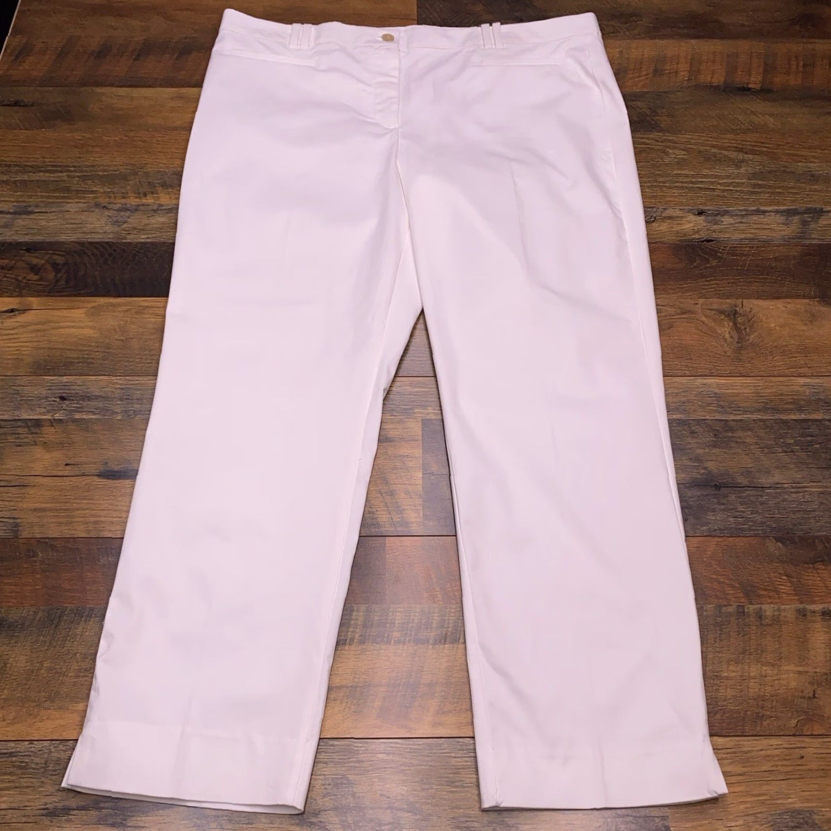 Ann Taylor Ann Taylor Cotton Crop Pants 18 Tall White Mid Rise Stretch New Pants Tall White 18 Size 40" / US 18 - 2 Thumbnail