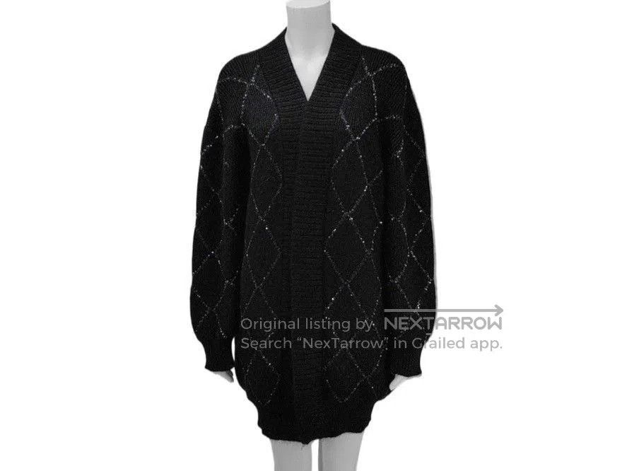 Saint Laurent Paris Saint Laurent Black Sequin Diamond Cardigan. Size XS / US 0-2 / IT 36-38 - 1 Thumbnail
