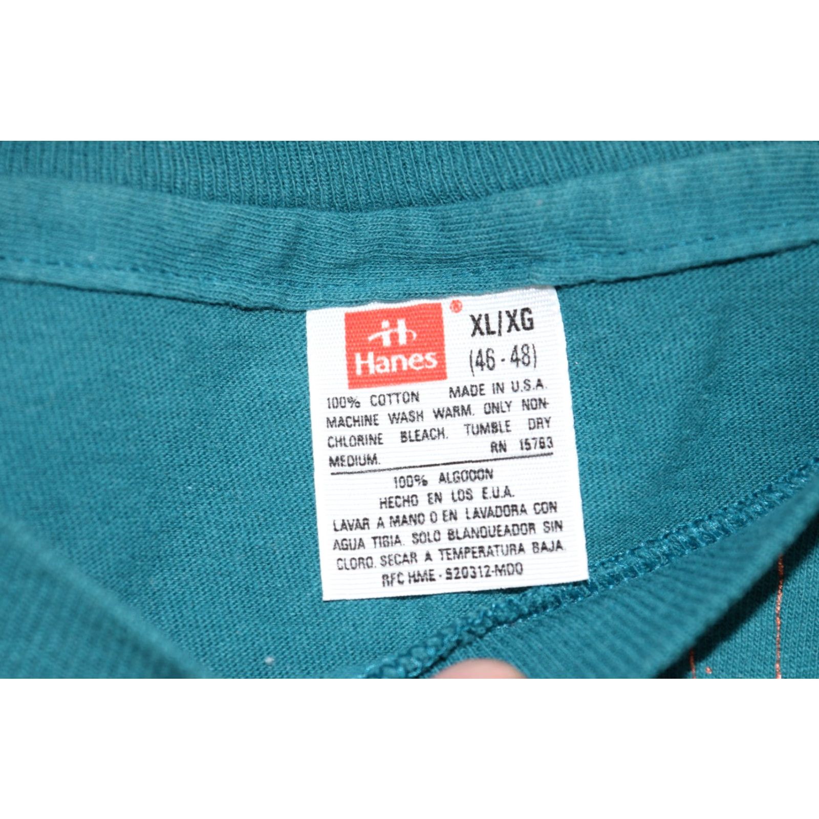 Hanes VINTAGE 90S HAND PAINTED TEAL SINGLE STITCH MENS XL USA NATIVE SOUTH WESTERN VTG T-Shirt Size XL / US 12-14 / IT 48-50 - 5 Thumbnail