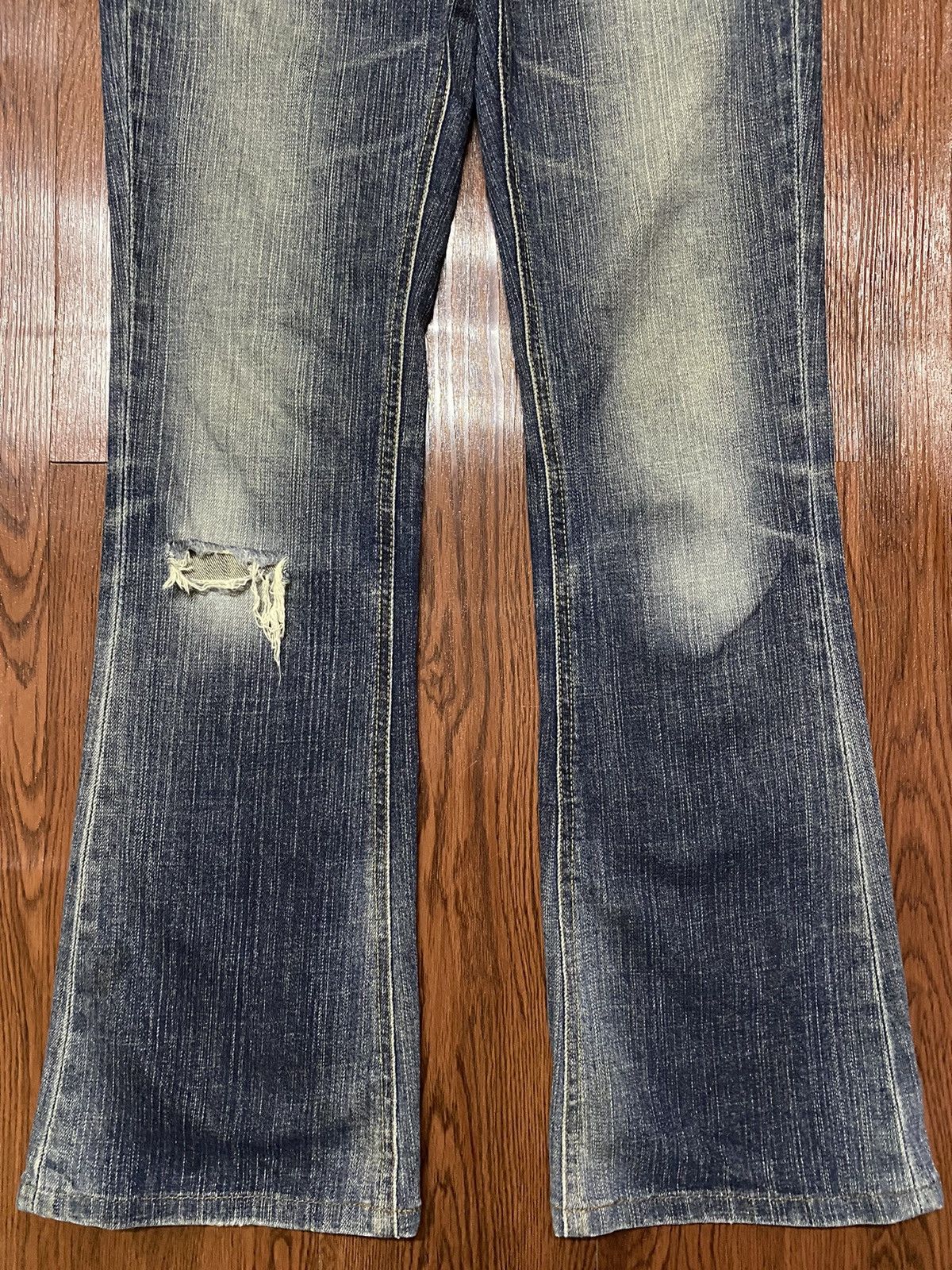 Edwin Vintage Japanese Brand Blue Distressed Flare Style Jeans Size 29" - 5 Thumbnail