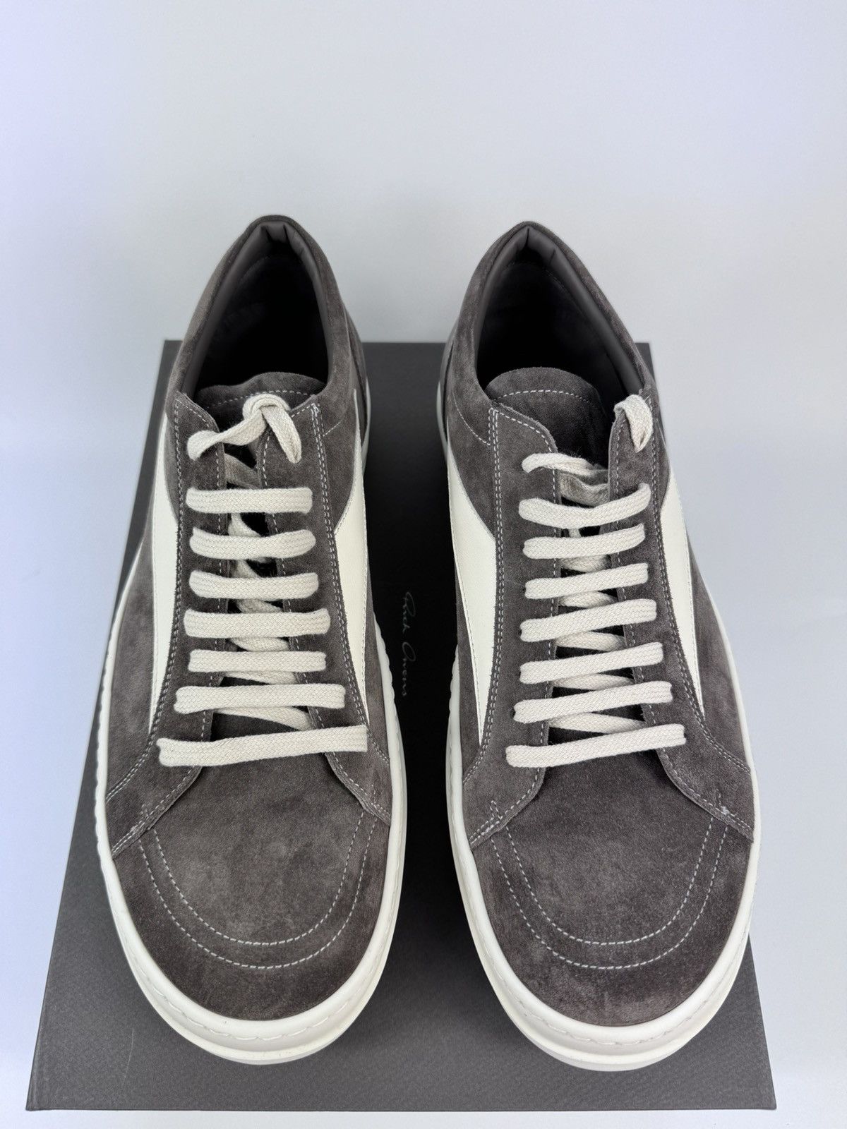 Rick Owens DUST MILK SUEDE VINTAGE SNEAKERS Size US 12 / EU 45 - 3 Thumbnail