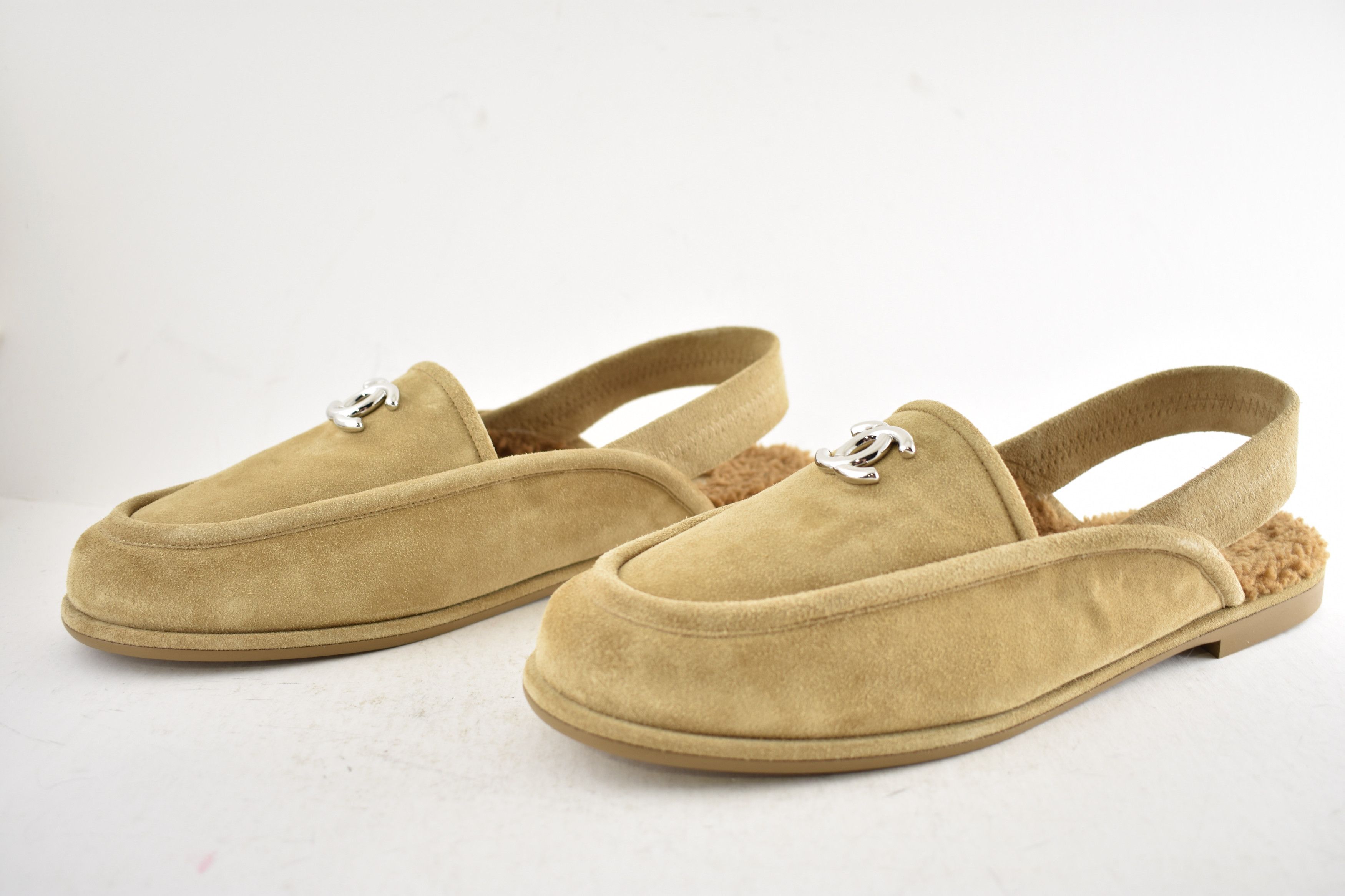 Chanel Chanel Suede CC Shearling Moccasin Slingback Loafer Flat 41 Size US 11 / IT 41 - 16 Thumbnail