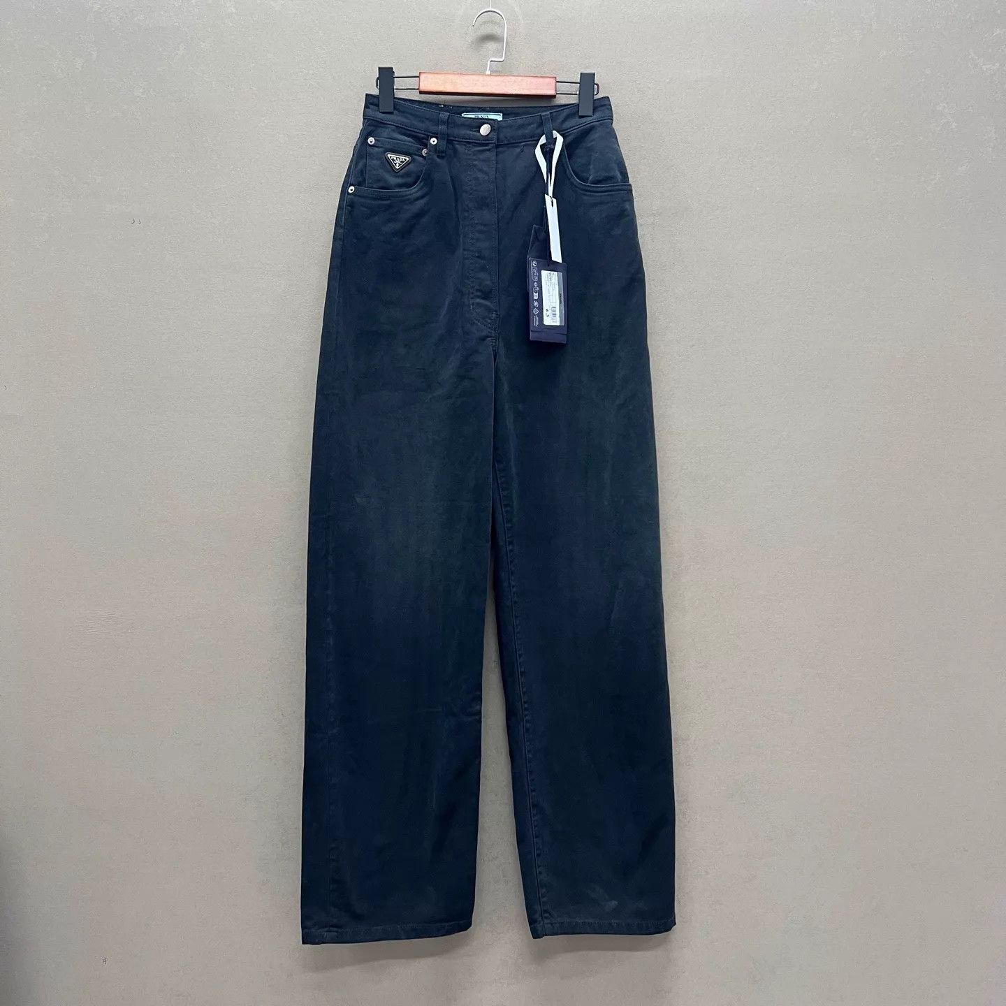 Prada Prada Black Denim Straight-leg Pants 27 NWT Size 27" / US 4 / IT 40 - 1 Thumbnail