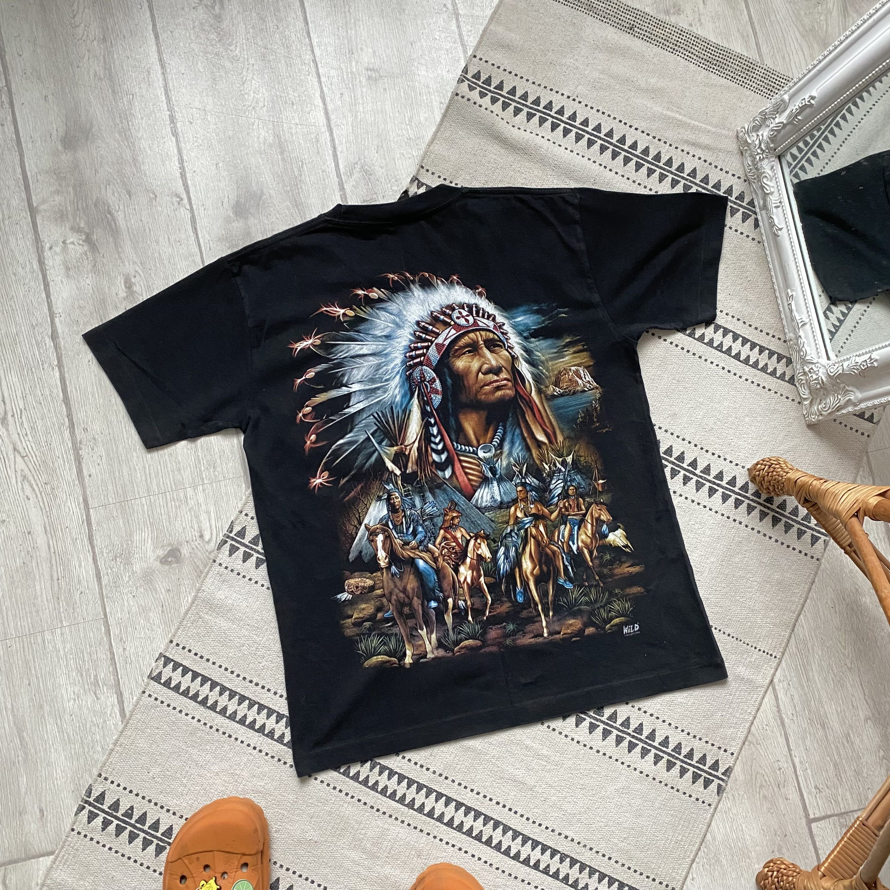 Vintage 🐴 Vintage Native American Indian logo tee Wild Horse Wolf Size US M / EU 48-50 / 2 - 6 Thumbnail