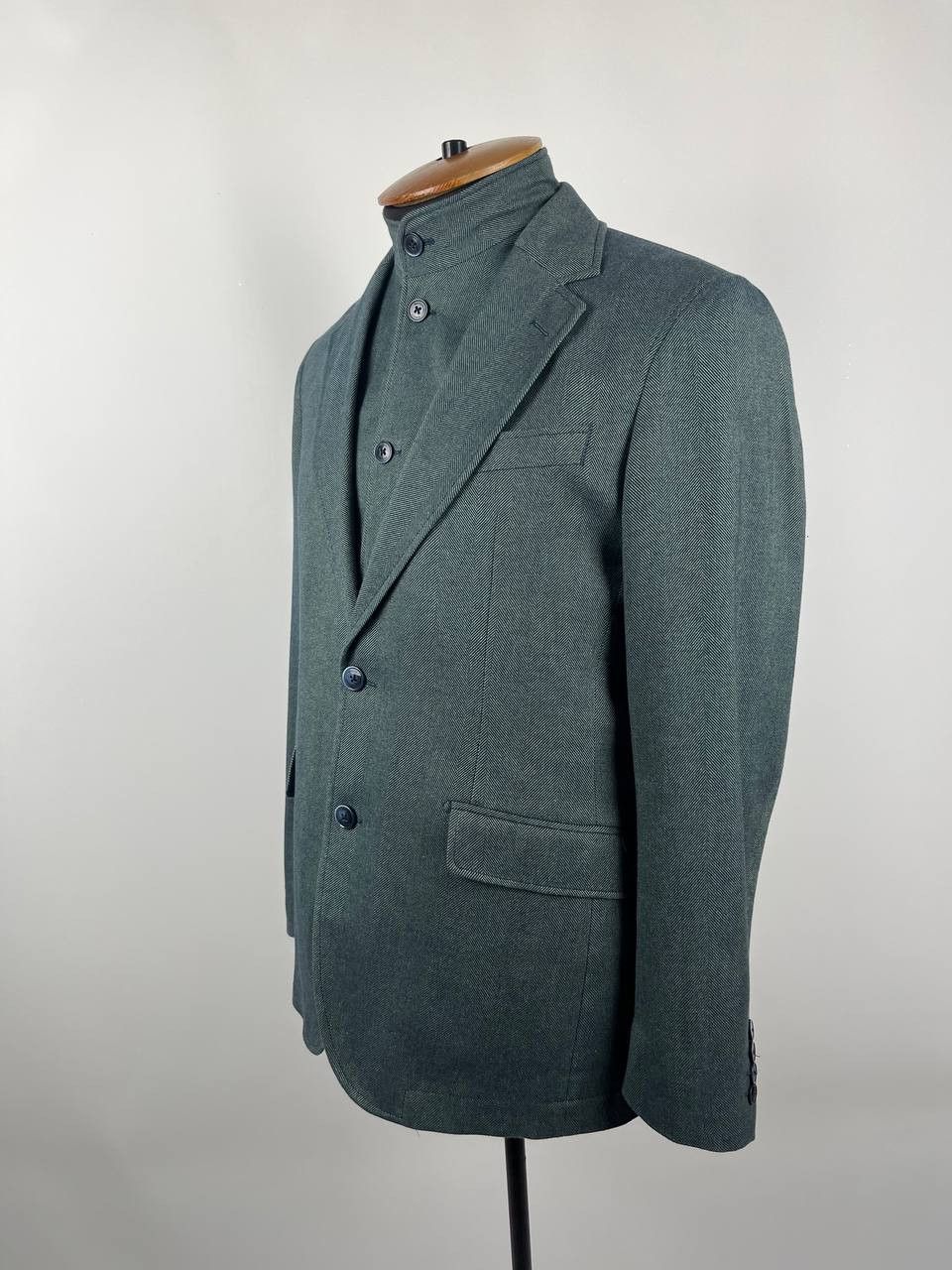 Hackett Hackett London Men's Green Herringbone Blazer Size US M / EU 48-50 / 2 - 2 Thumbnail