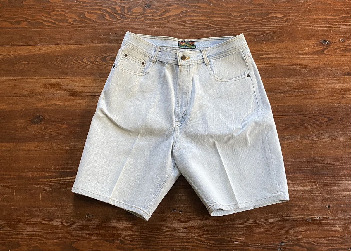 Structure × Vintage Vintage 90’s Structure Bleached Wide Leg Denim Shorts Size US 32 / EU 48 - 2 Thumbnail
