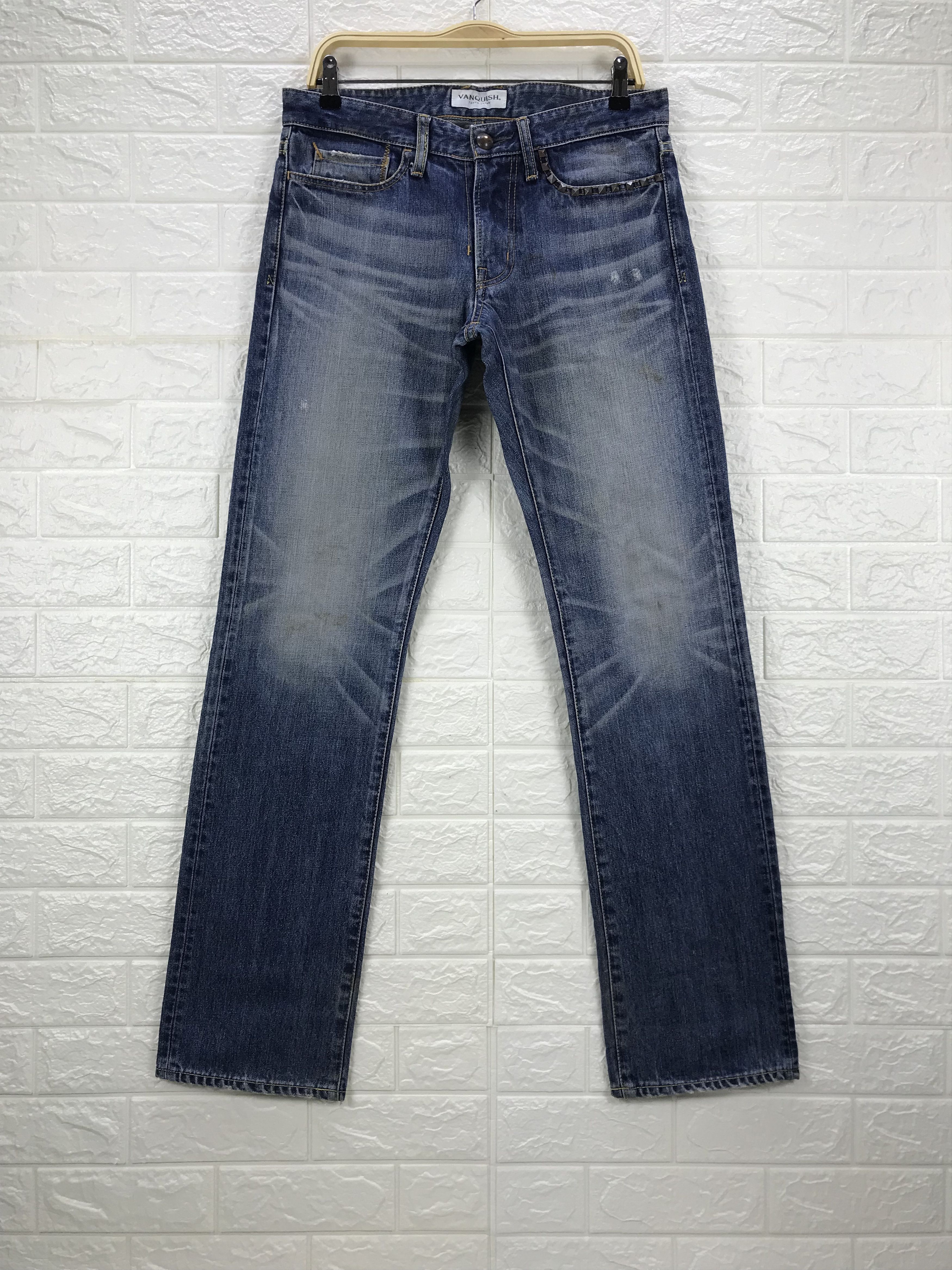 image of Avant Garde x Vanquish Japan Blue Wash Studded Jeans, Men's (Size 32)