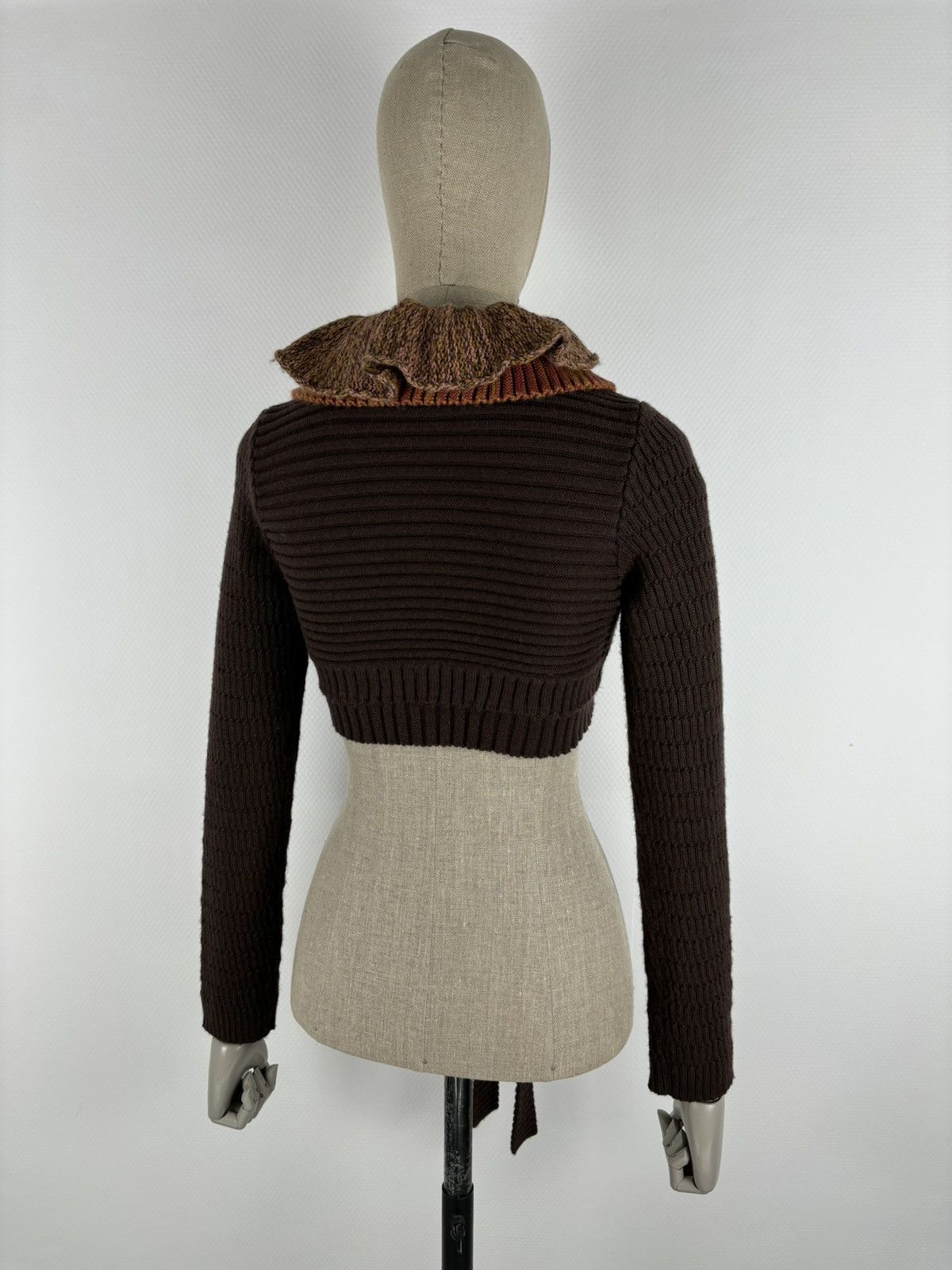Cop Copine SAVE THE QUEEN Wool Knit Shawl Cardigan Crop Bolero Sweater Size XL / US 12-14 / IT 48-50 - 14 Thumbnail
