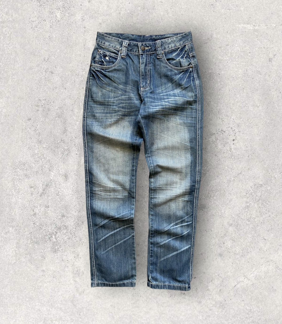 Other Y2K Here There Jeans Scull Embroidered Washed Denim Pants Size US 28 / EU 44 - 2 Thumbnail