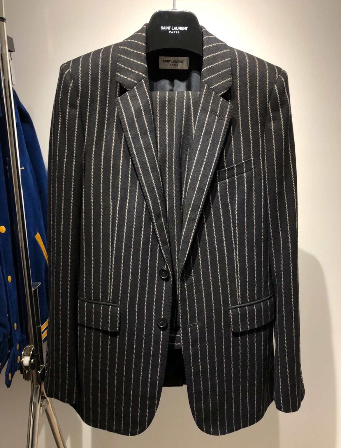Hedi Slimane × Saint Laurent Paris 15FW Runway Pinstripes Suit Sz46/48 Size 46S - 1 Thumbnail