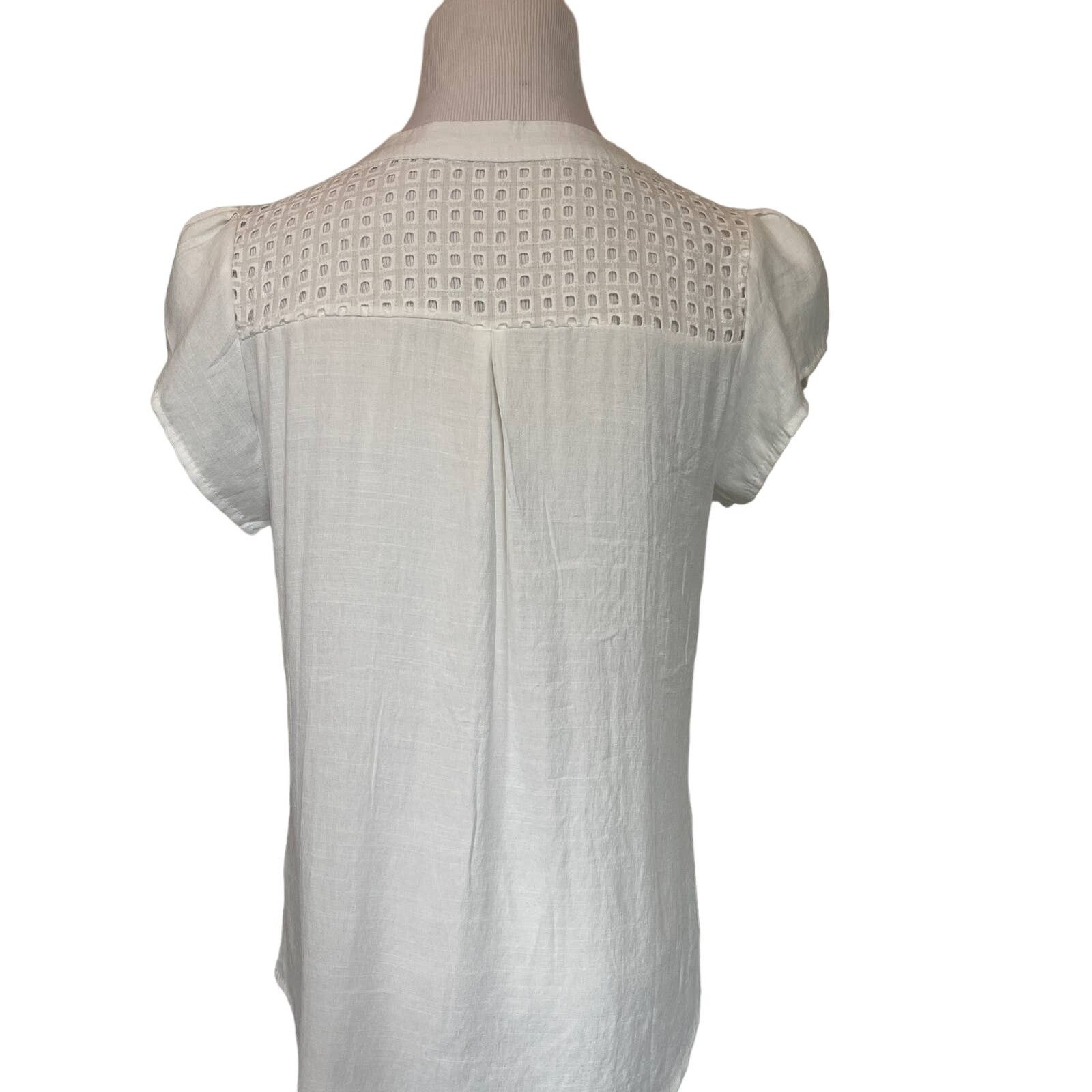 Other New White Short Sleeve Button Down Lace Detail Trim Medium Size M / US 6-8 / IT 42-44 - 4 Thumbnail