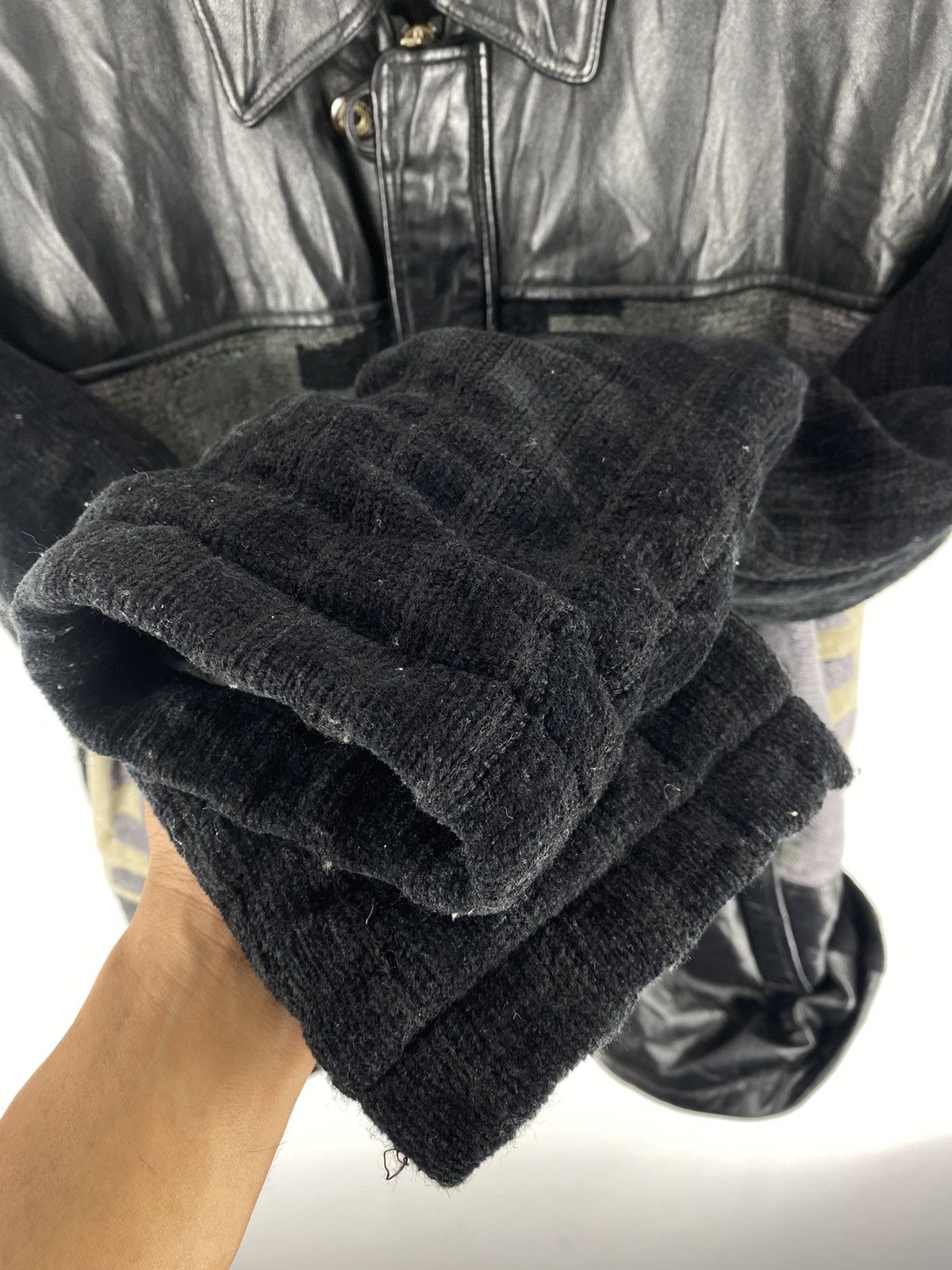 Aran Isles Knitwear Retro Y2k Massimo Knit Design Leather Jacket Size US M / EU 48-50 / 2 - 10 Thumbnail