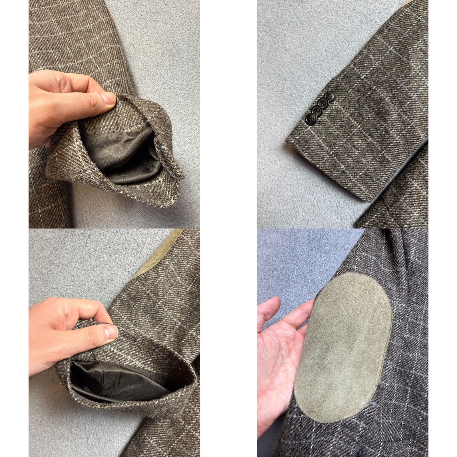Vintage Navyboot Blazer Shirt Mens EU 54 Brown Plaid Wool 100 Super 100 Wool Jacket Check Tuxedo Adjusted Size 54R - 9 Thumbnail