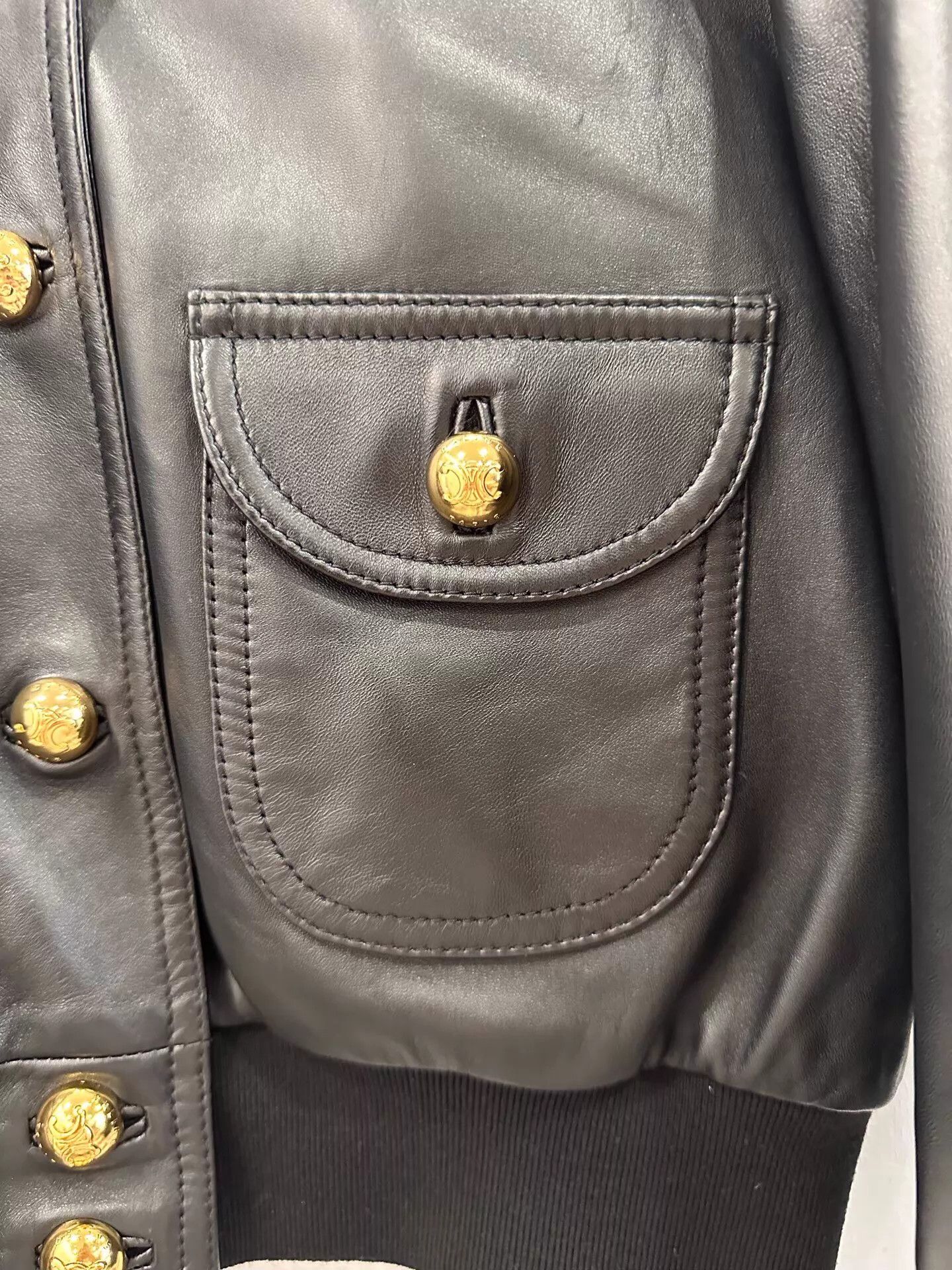 Celine Celine women's black lambskin Triomphe gold-button jacket Size XS / US 0-2 / IT 36-38 - 5 Thumbnail