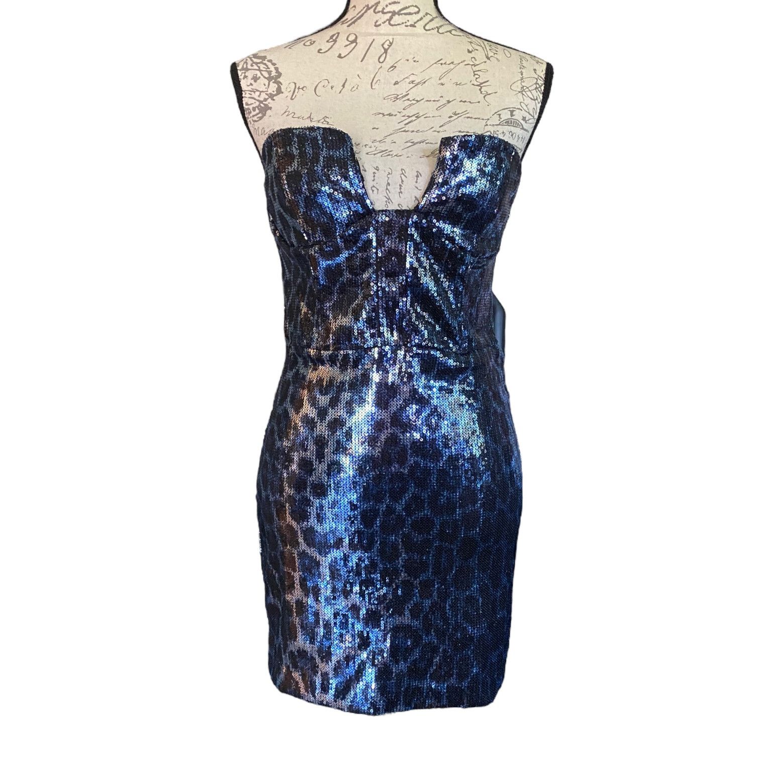 Zara Zara Blue Leopard Animal Print Sequin Dress Size Small NEW | Grailed