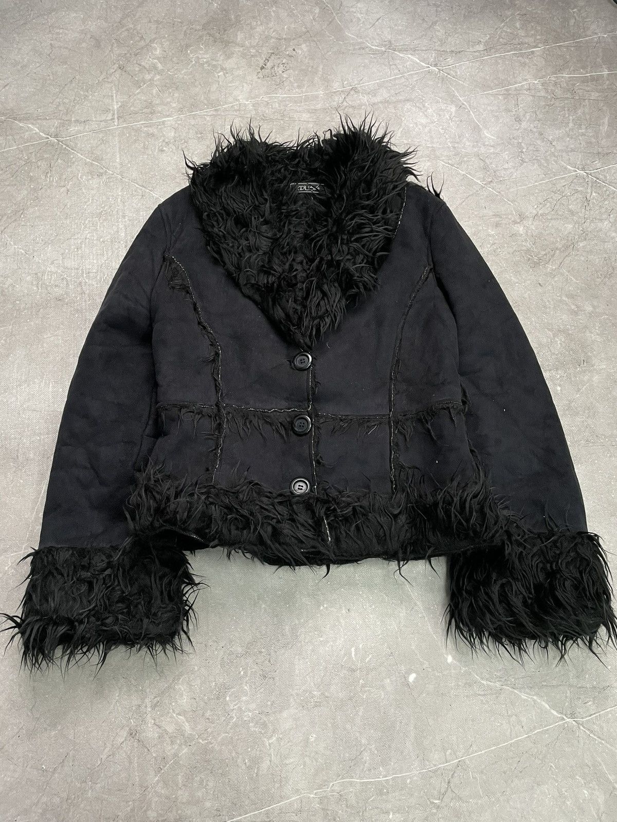 ジャケット・アウター 00s real fur jacket black opium archive 2000s Japanese Punk Grunge Fur Puffer Jacket opium style