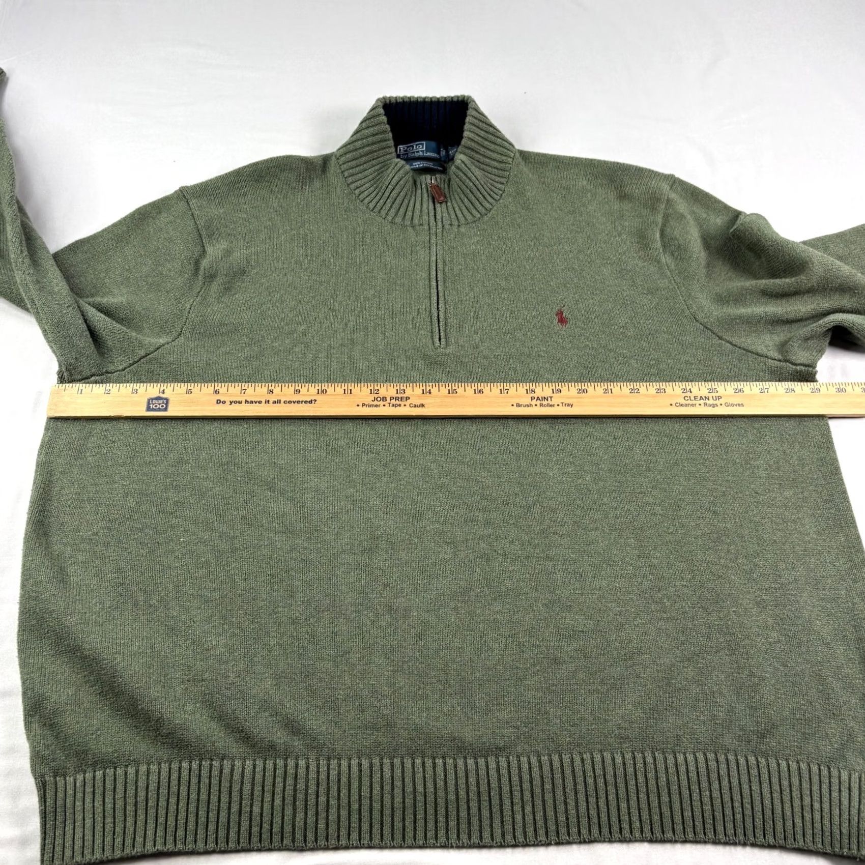 Polo Ralph Lauren Polo Ralph Lauren 1/4 Zip Sweater Mens 4XB Big Green Cotton Pullover Logo Mock Neck Long Sleeve Big & Tall Mens Sweater Size US XXL / EU 58 / 5 - 7 Thumbnail