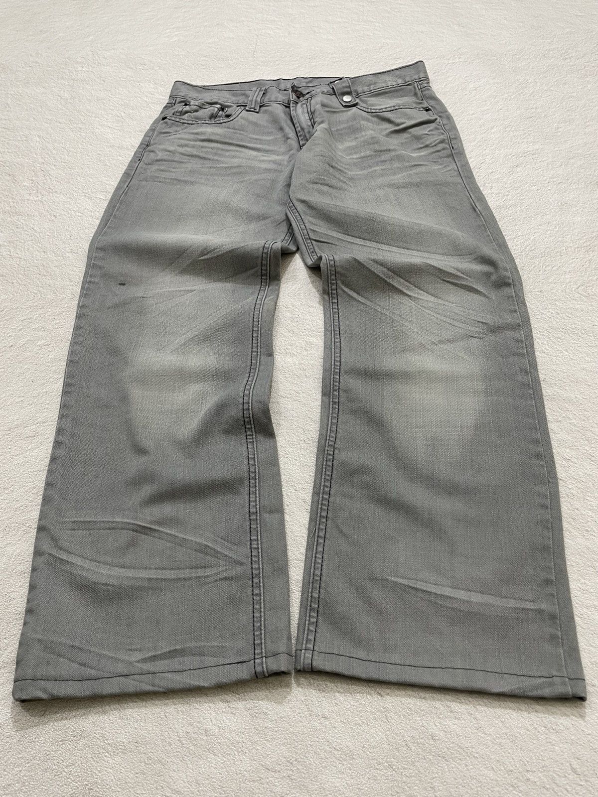 2000s White Fox Washed Jeans Grey Fading Denim Y2K