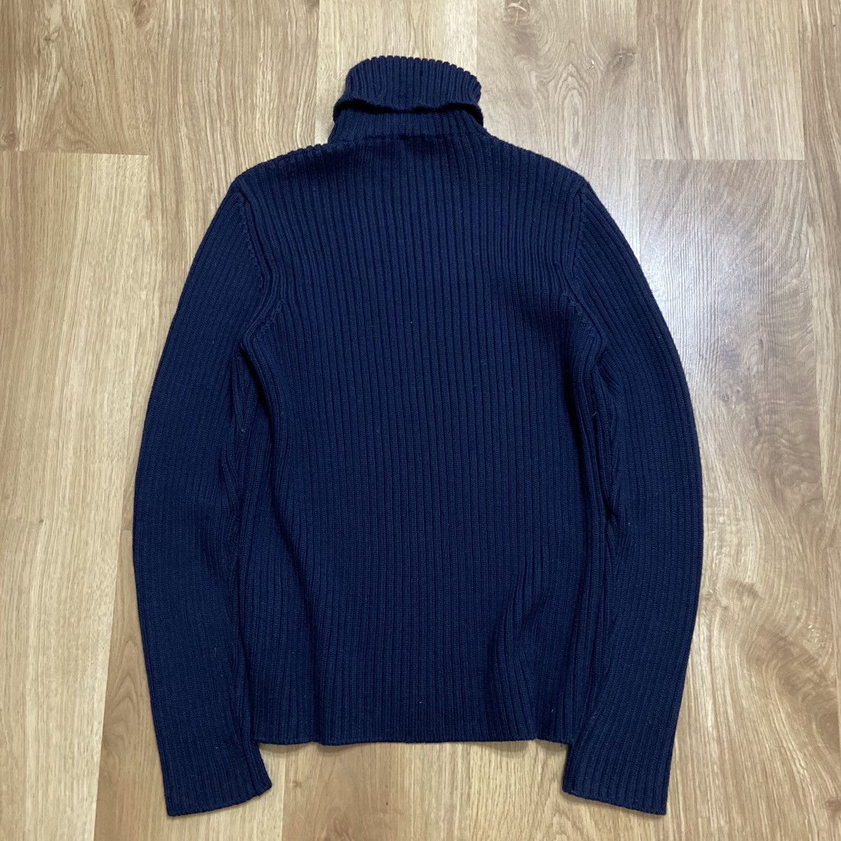 Prada RARE Prada Vintage Archive Hard Knit Navy Sweater High Neck Size US L / EU 52-54 / 3 - 2 Thumbnail