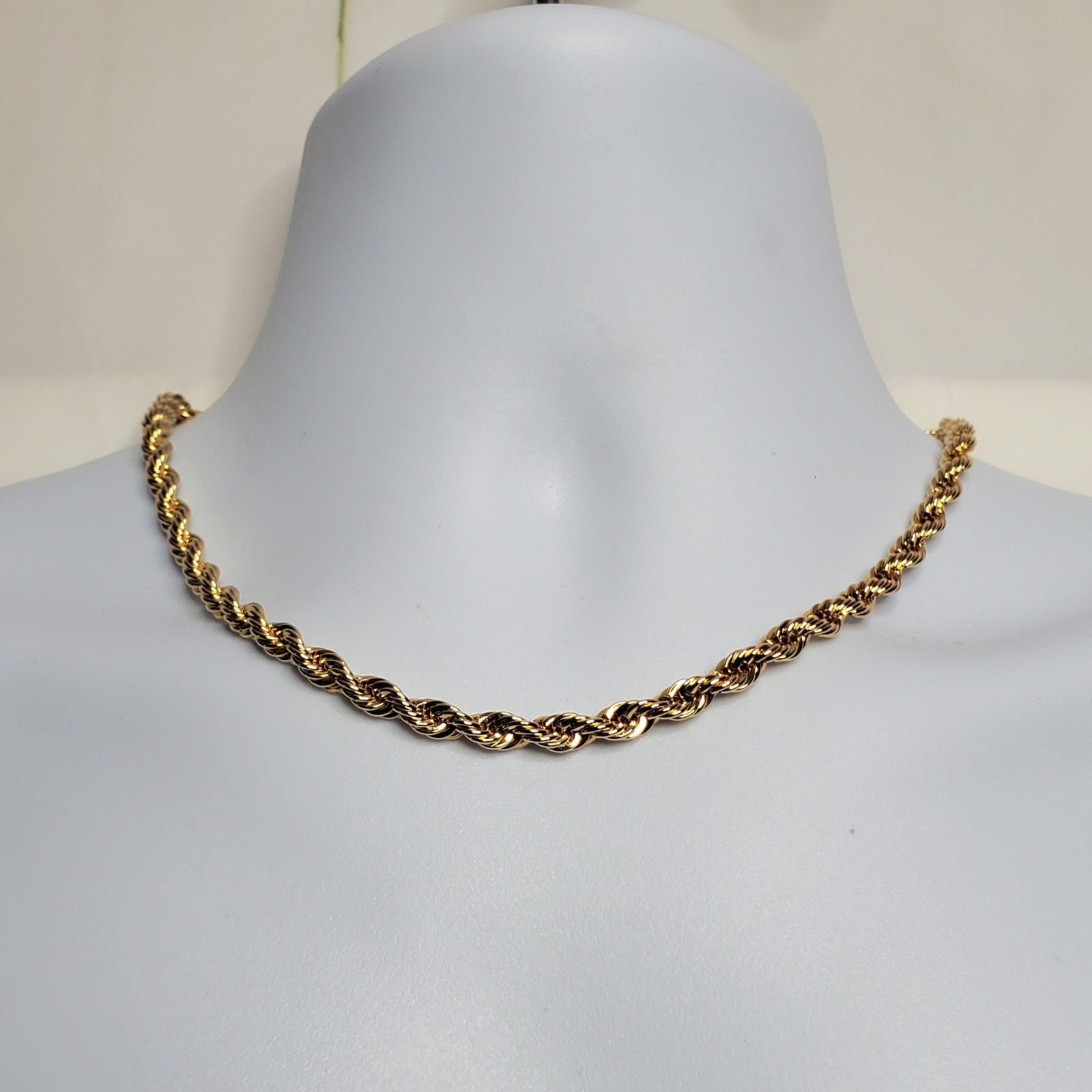 Vintage Vintage 14K Gold Plated Diamond Cut Rope Necklace Unisex Size ONE SIZE - 1 Thumbnail