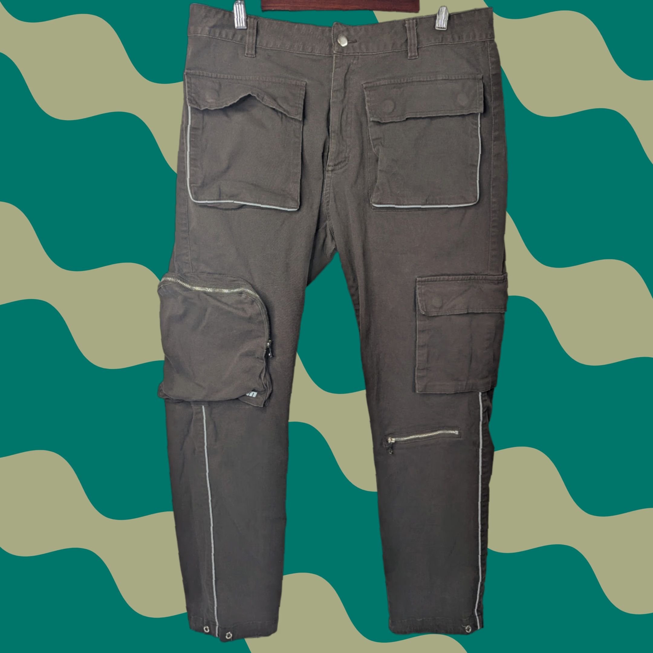 EPTM Cargo Pants Mens XL Brown Zipper Pockets Cargo Pocket Straight Relaxed Streetwear 32in Inseam Regular Pants Clothing