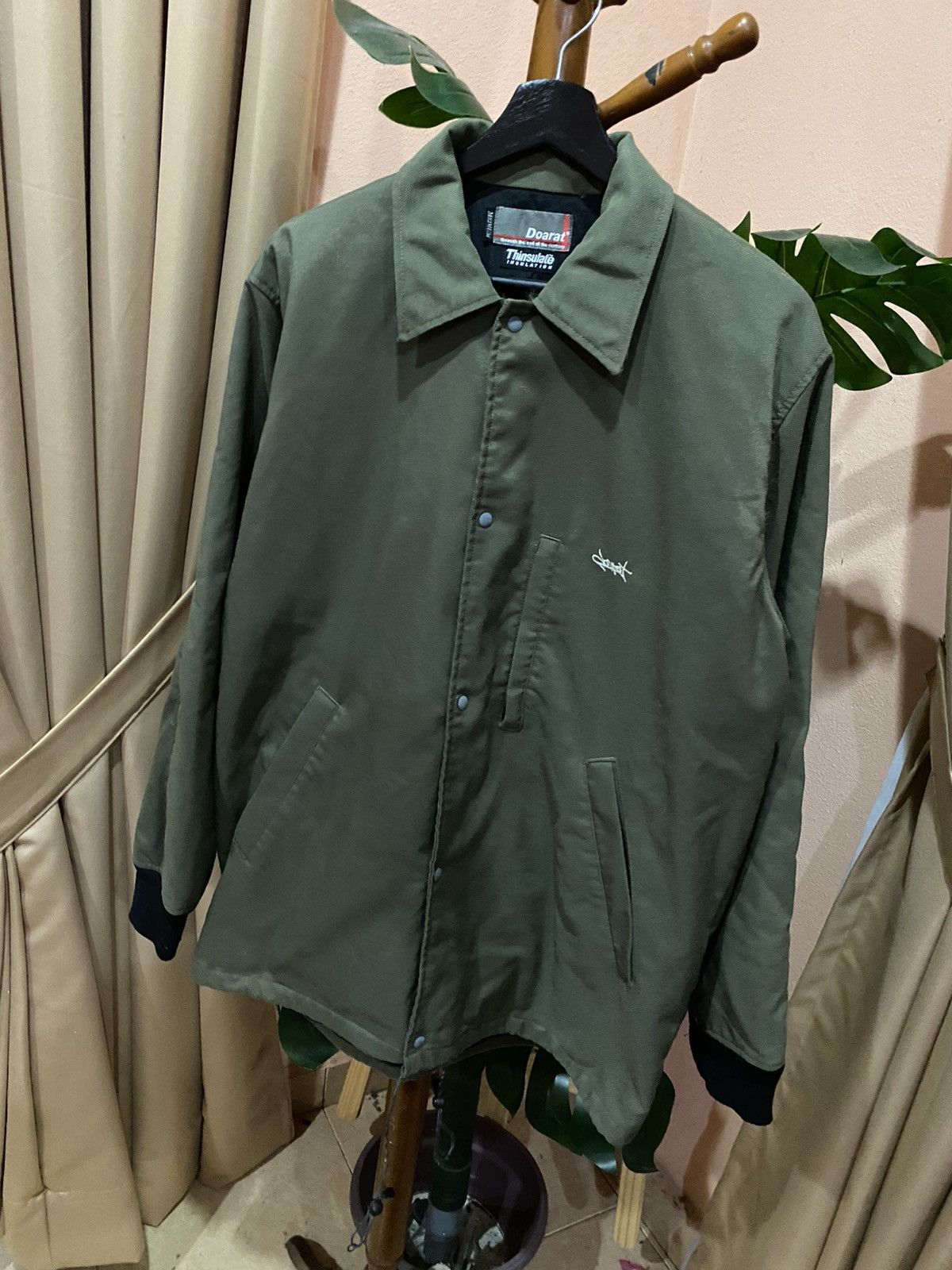 Japanese Brand Doarat Insulated Jacket Thinsulate Olive Green Snap-Up Coat Size US M / EU 48-50 / 2 - 2 Thumbnail