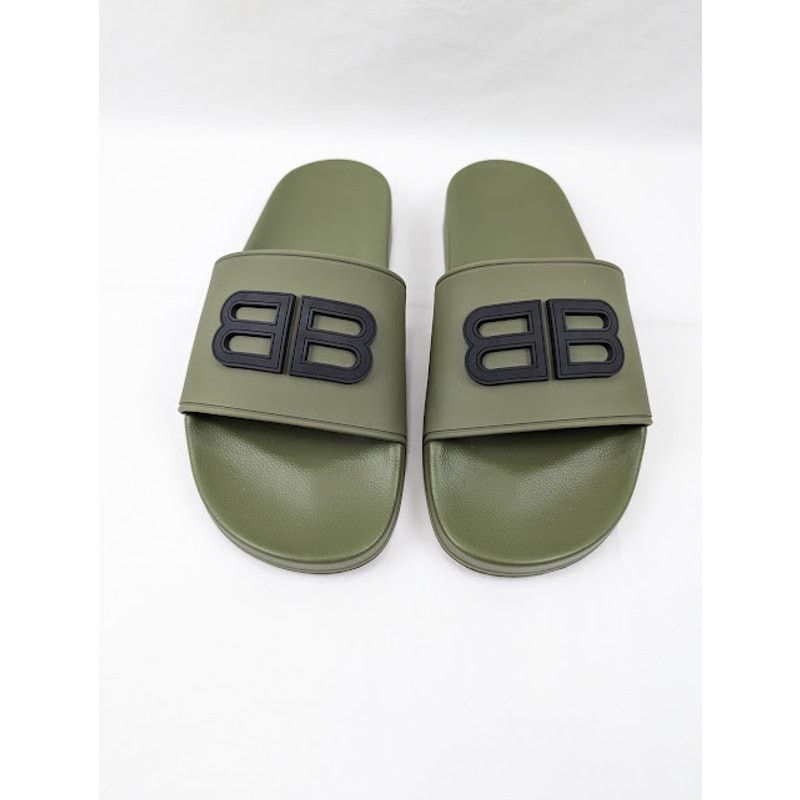 Balenciaga o1rshd1 BB Injecfion Pool Slides in Khaki Size US 9 / EU 42 - 14 Thumbnail