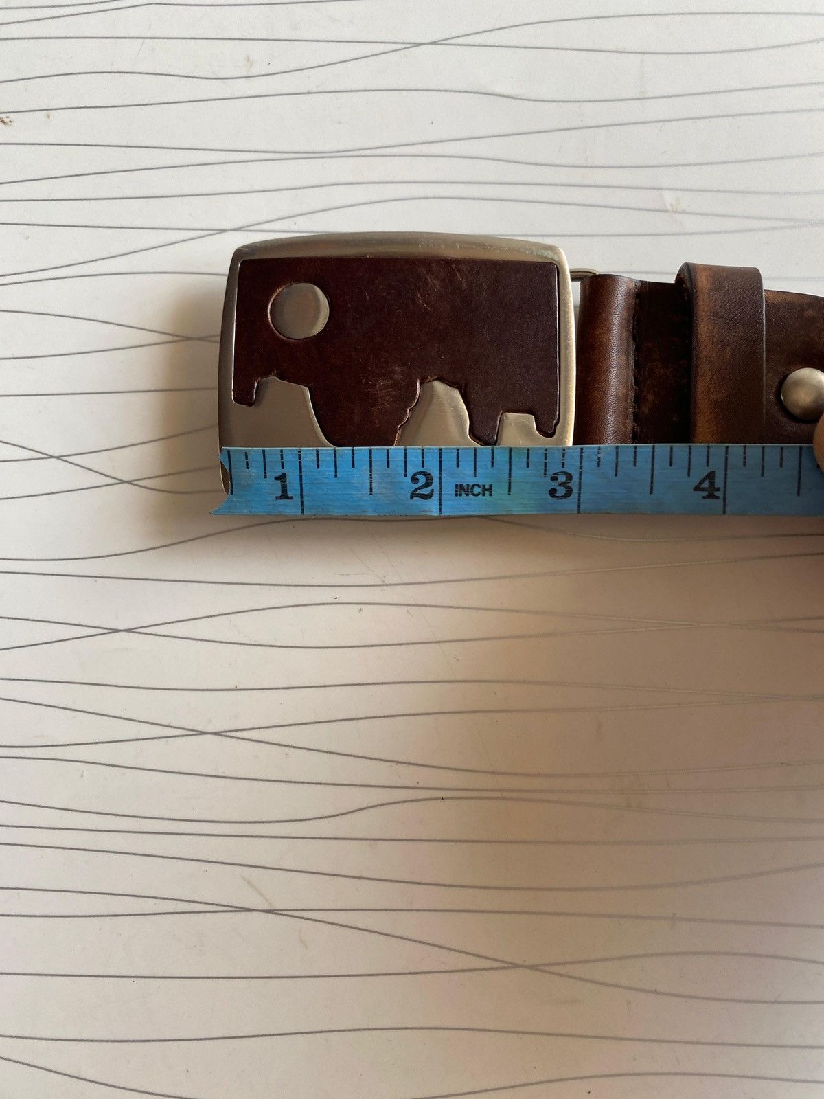 Japanese Brand Dsquared2 Vintage Western Mountain Buckle Leather Belt Brown Size 34 - 12 Thumbnail