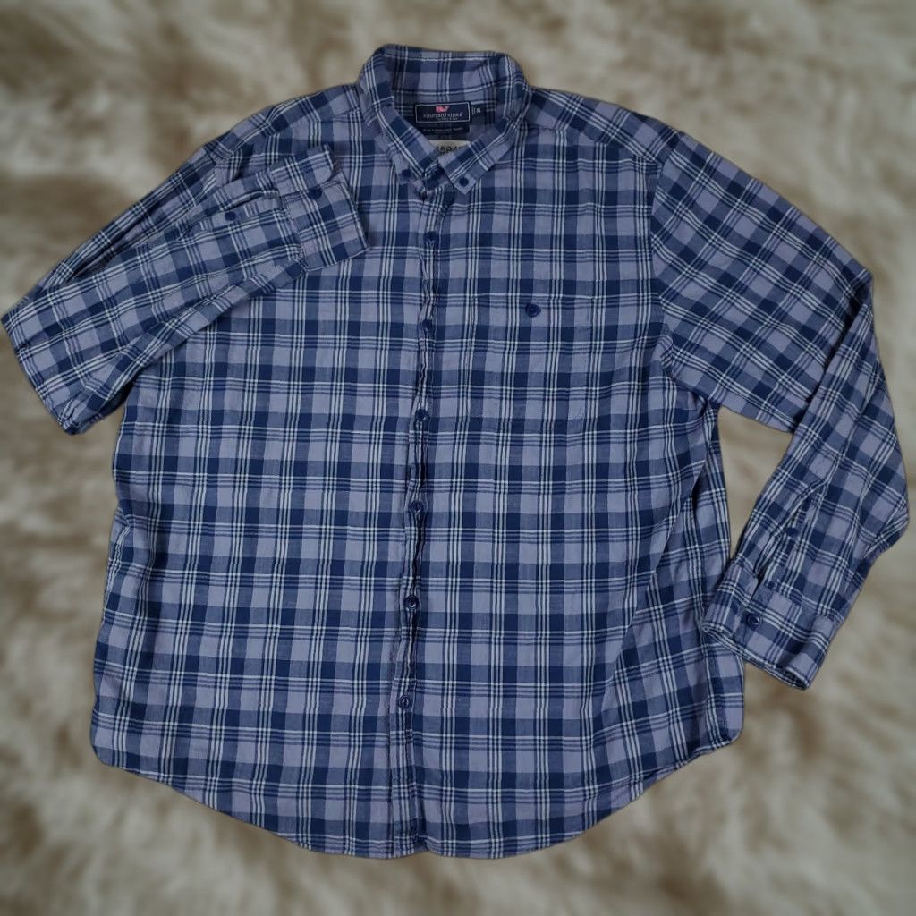 Vineyard Vines Vineyard Vines Shirt Mens XL Blue Plaid Slim Fit Button Up Long Sleeve Size US XL / EU 56 / 4 - 1 Thumbnail