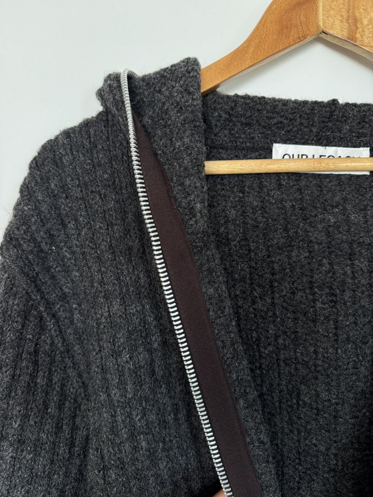 Our Legacy Full Zip Hood Anthracite Mega Rib Wool Size US S / EU 44-46 / 1 - 4 Thumbnail